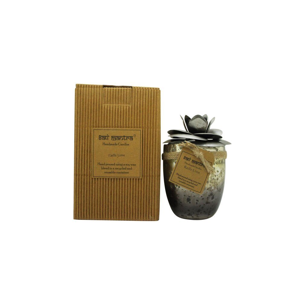 Mantra Duftkerze Camellia Glass Silver Candle 500g - Kaffir Lime