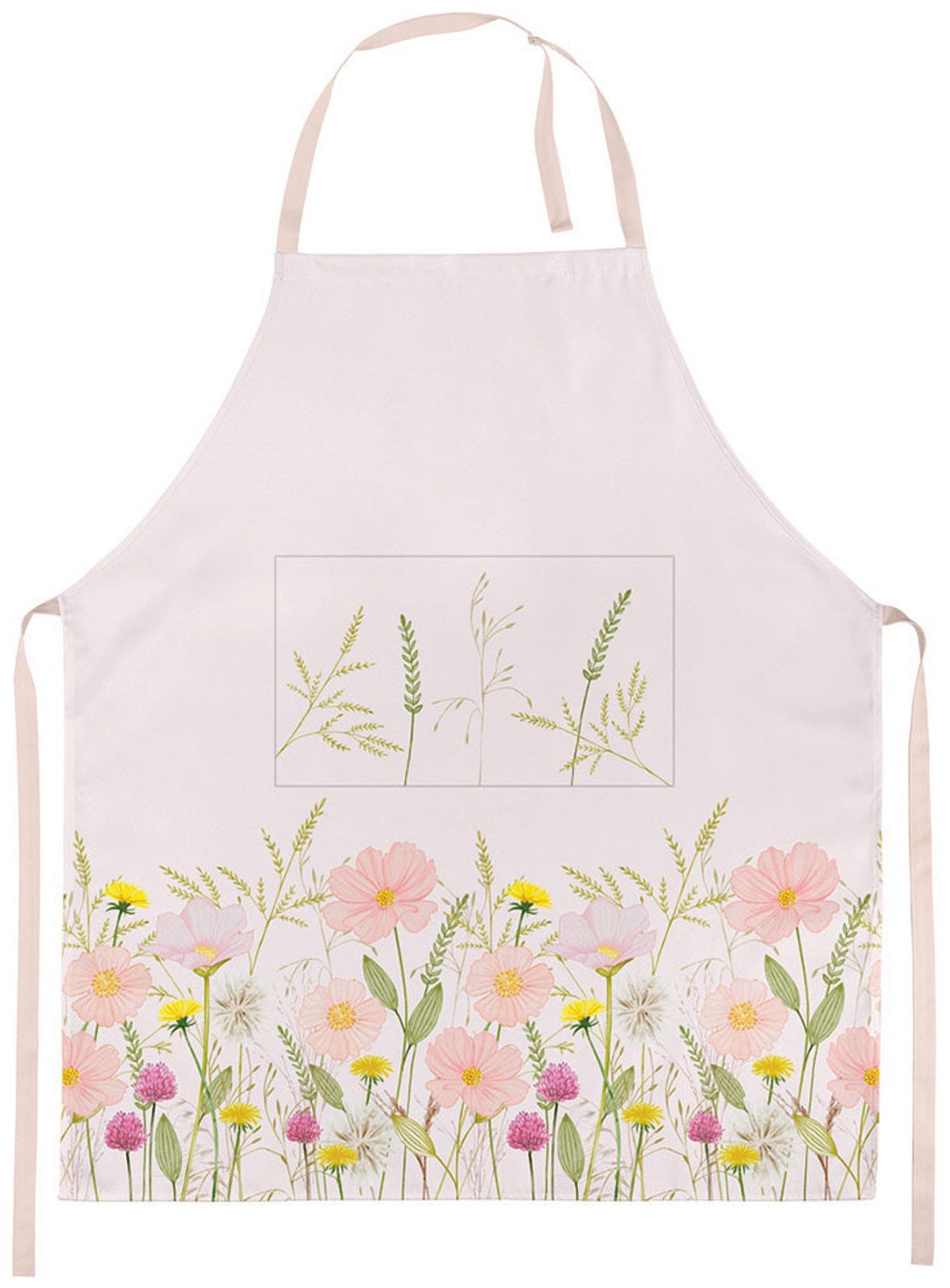 Ambiente® Kochschürze Pastel flowers, (1-tlg., 1-teilig), Küchenschürze Nackenband ca.70x85cm Baumwolle