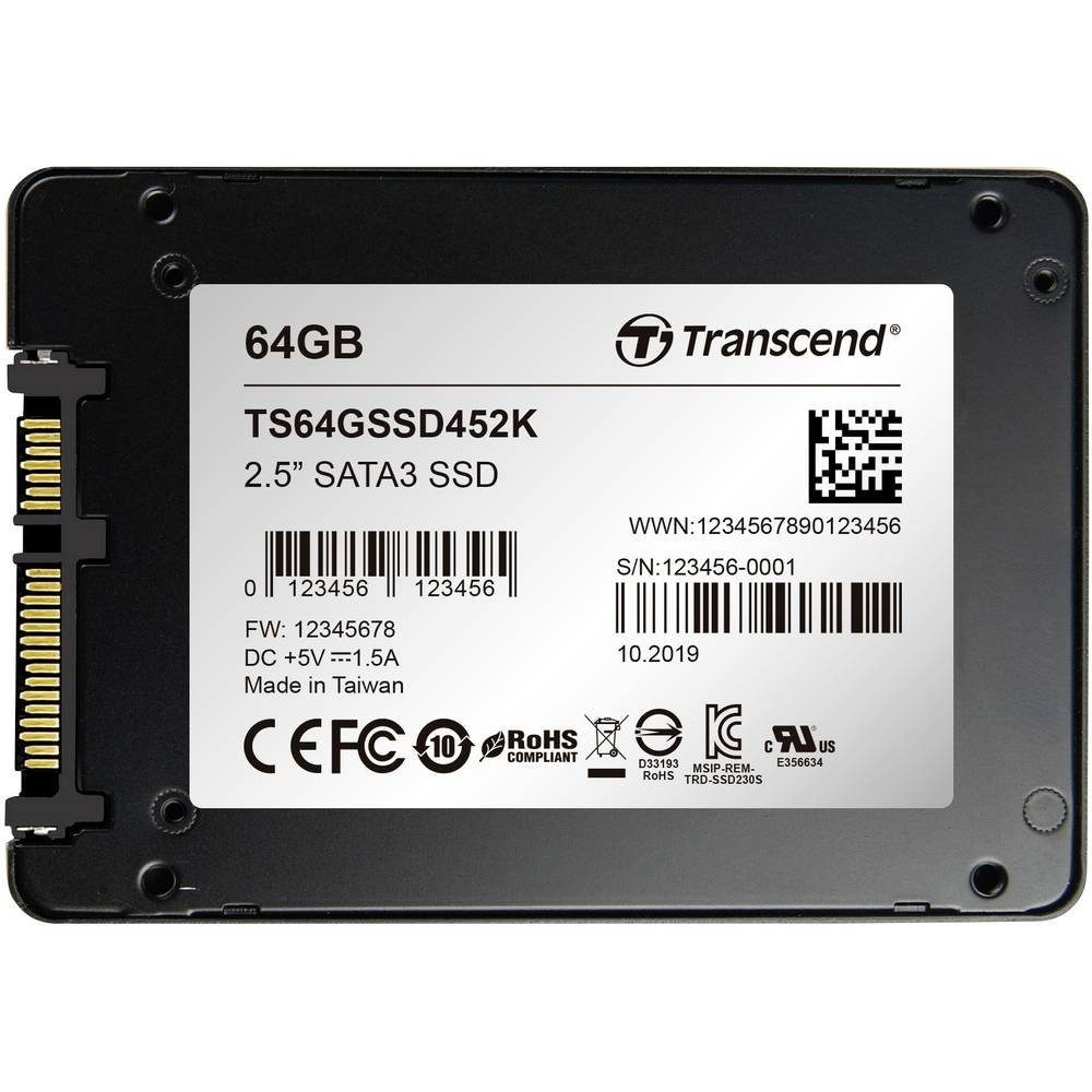 Transcend SSD452K 2.5″ SATA SSD TS64GSSD452K SSHD-Hybrid-Festplatte (64 GB)