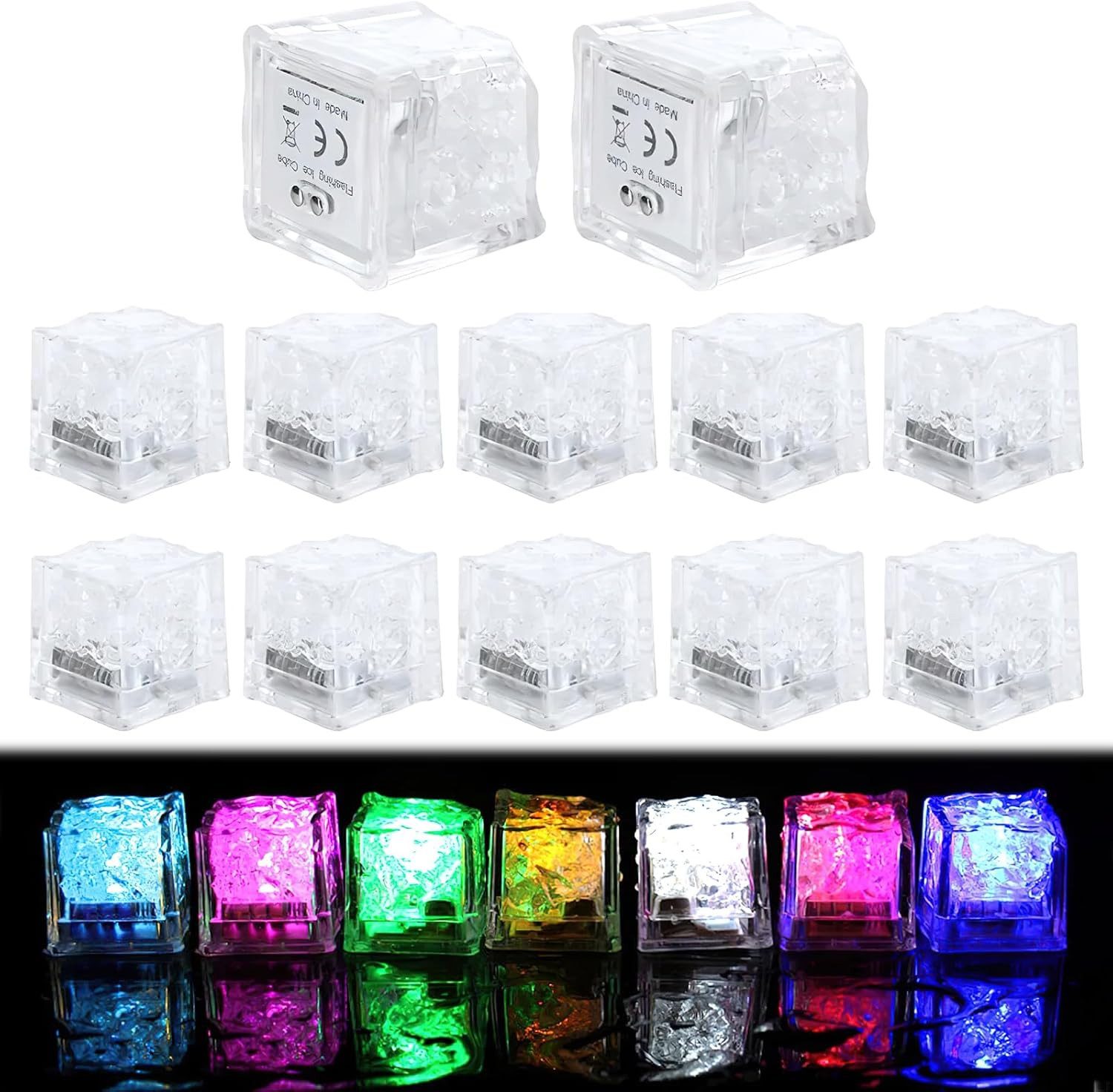 LED Würfel 12 Stück LED Eiswürfel für Getränke Flüssigsensor Blinken LED Licht