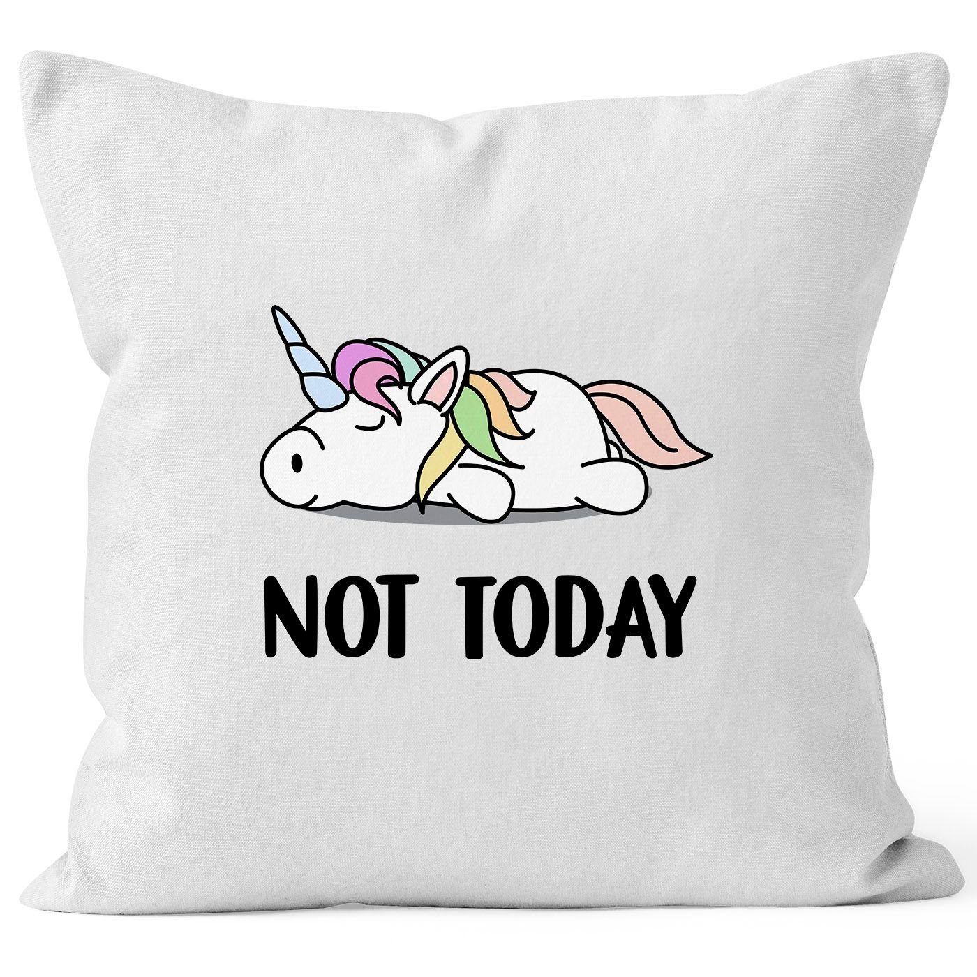 MoonWorks Dekokissen Kissen-Bezug Not Today Kissen-Hülle Chillen Faulenzer MoonWorks® Einhorn weiß