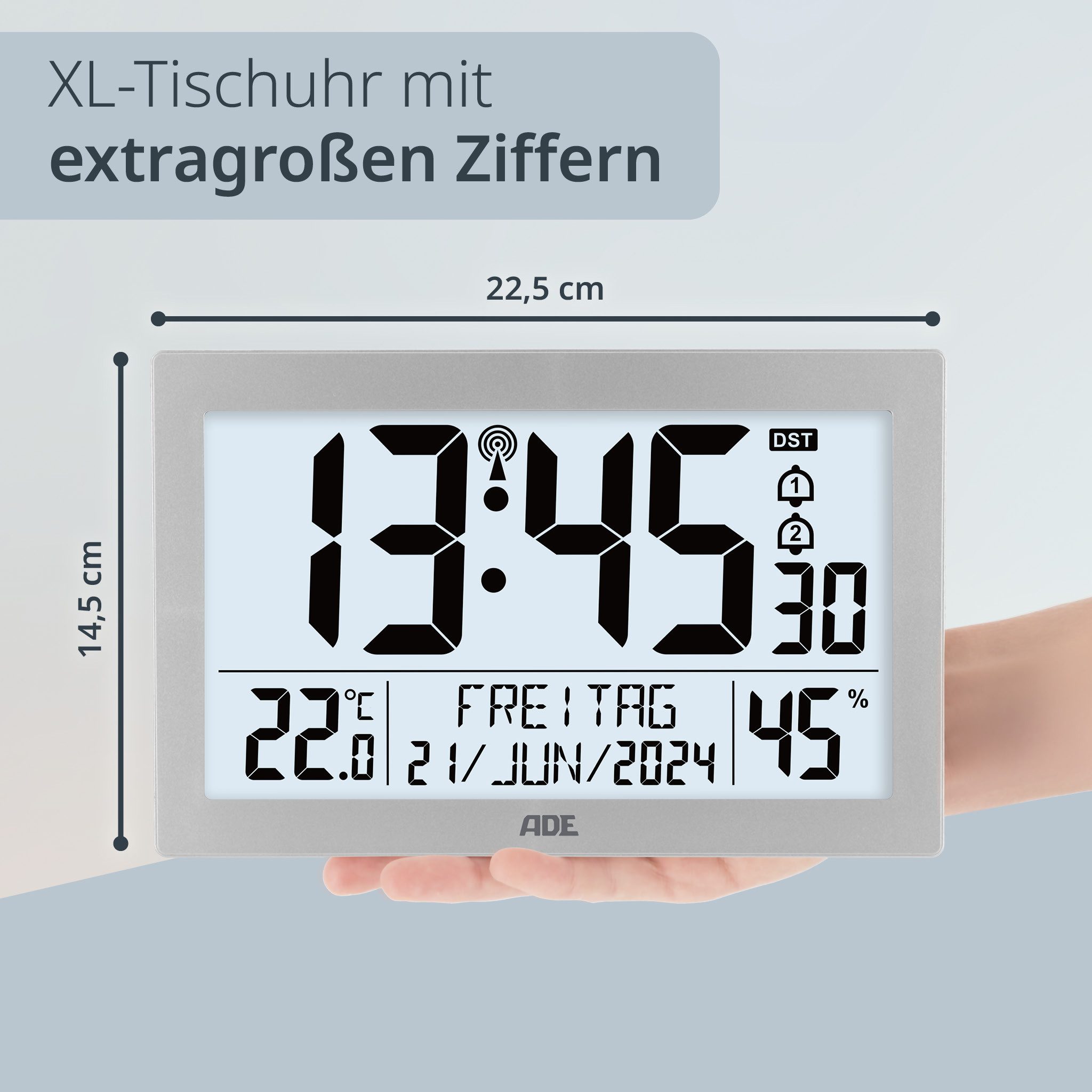 ADE Funktischuhr Digitale extragroße Wand- oder Tischuhr mit Beleuchtung mi günstig online kaufen