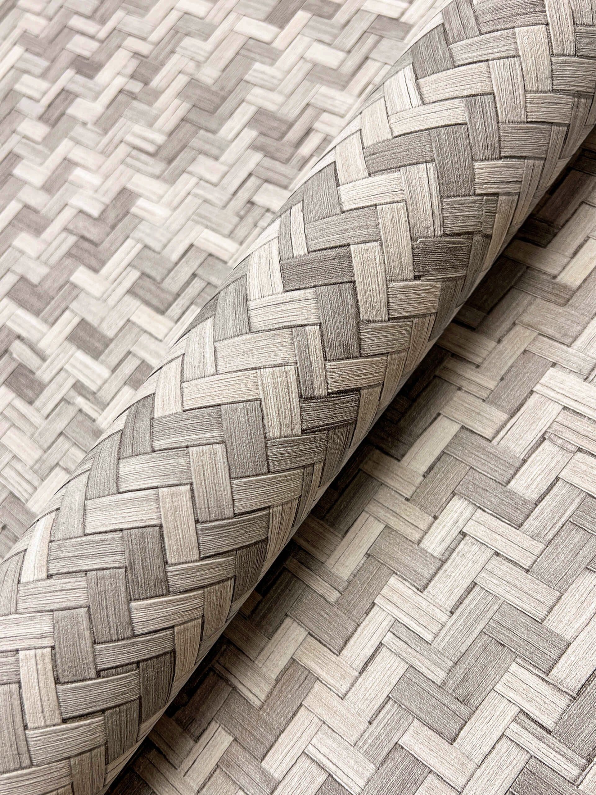 Newroom Vliestapete, Taupe Tapete Boho Rattan günstig online kaufen