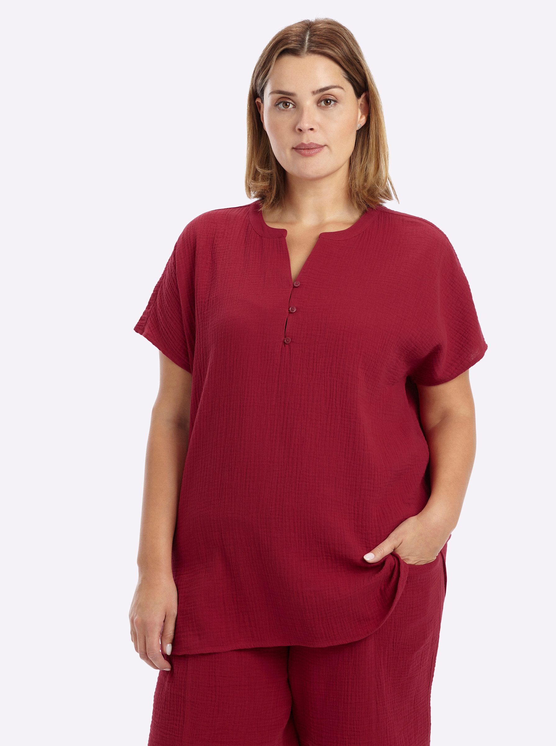 Sheego Klassische Bluse Tunika Kurzarm
