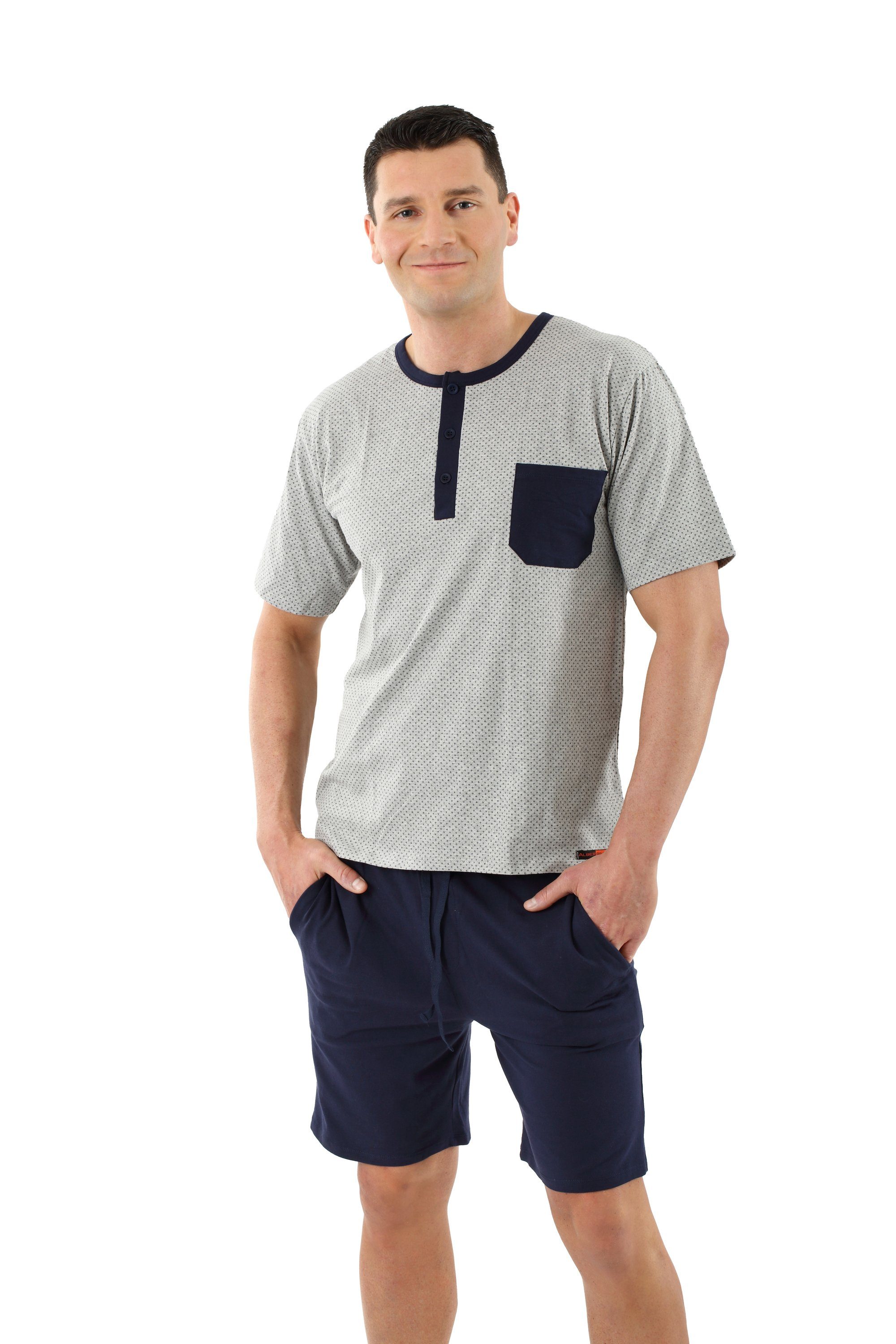 Albert Kreuz Schlafanzug Pyjama kurz atmungsaktiv (2 tlg., 1 Set bestehend aus Oberteil und Hose)