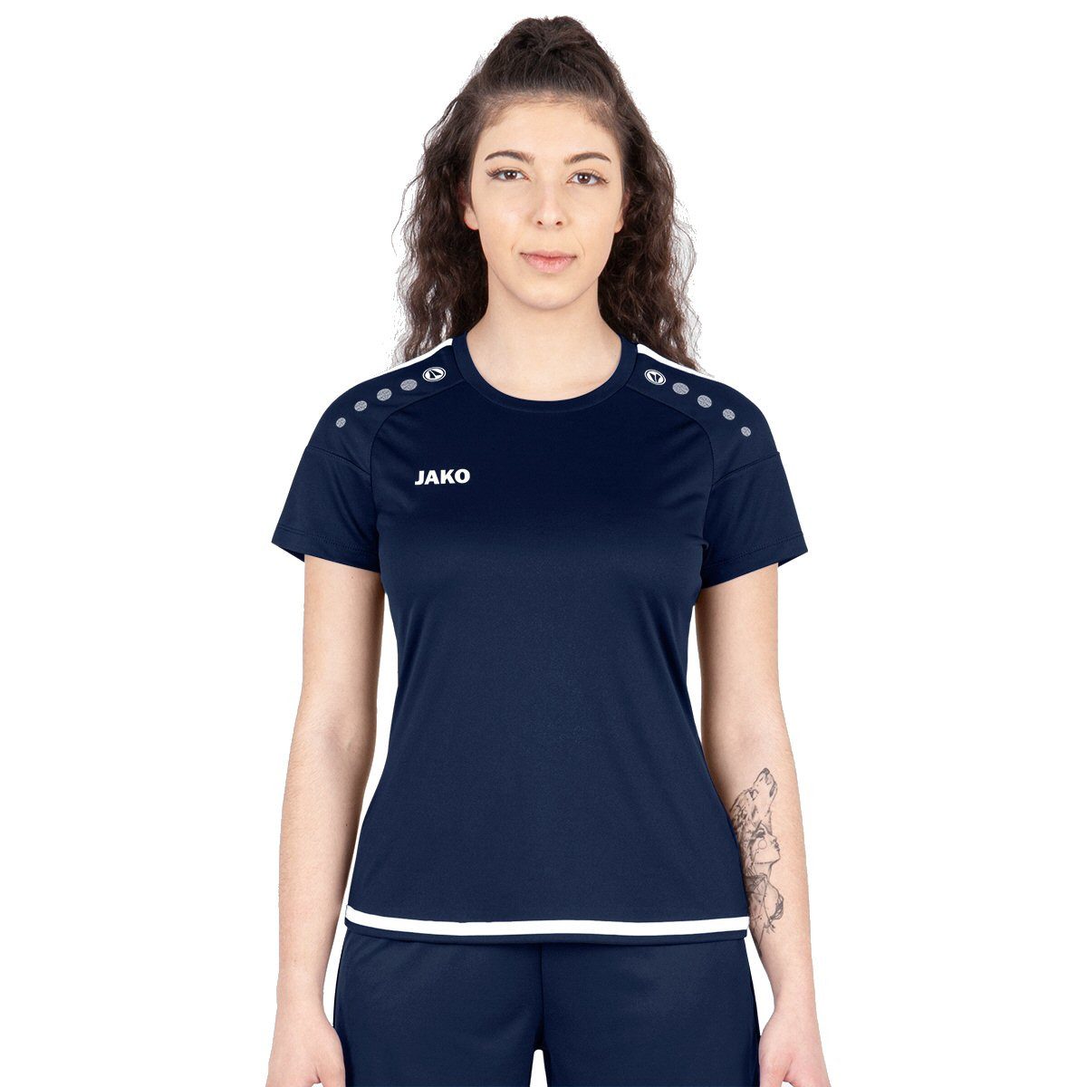 Jako Trainingsshirt Trikot Striker 2.0 KA (100% Polyester Keep Dry) dunkelblau/weiss Damen