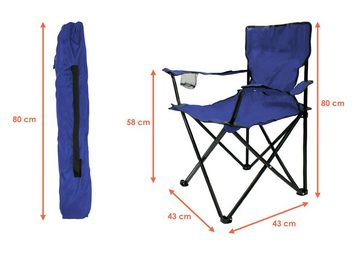 Spetebo Campingstuhl Campingstuhl mit Getränkehalter - blau (Stück, 1 St), Camping Strand und Garten Klappstuhl mit Tragetasche