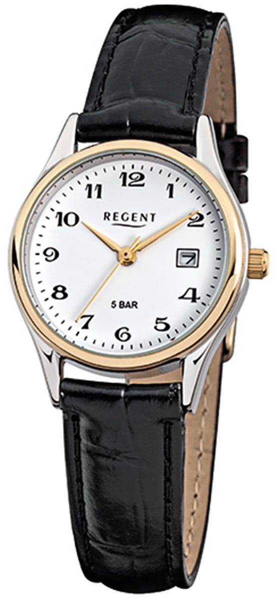 Quarzuhr Regent Damen-Armbanduhr schwarz Analog