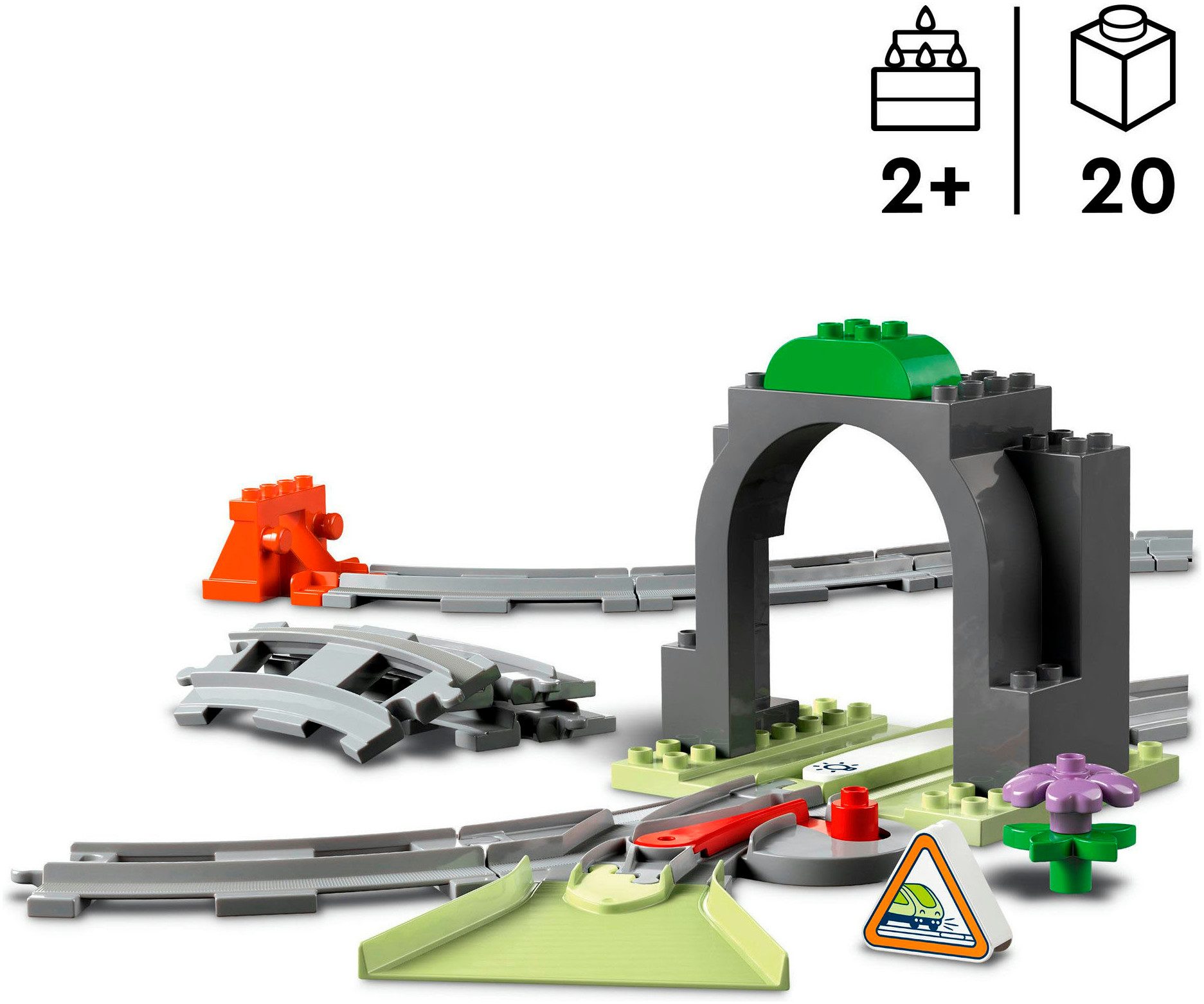 LEGO® Eisenbahntunnel und Schienen – Erweiterungsset (10425) Konstruktionsspielsteine, (20 St), LEGO DUPLO Town; Made in Europe