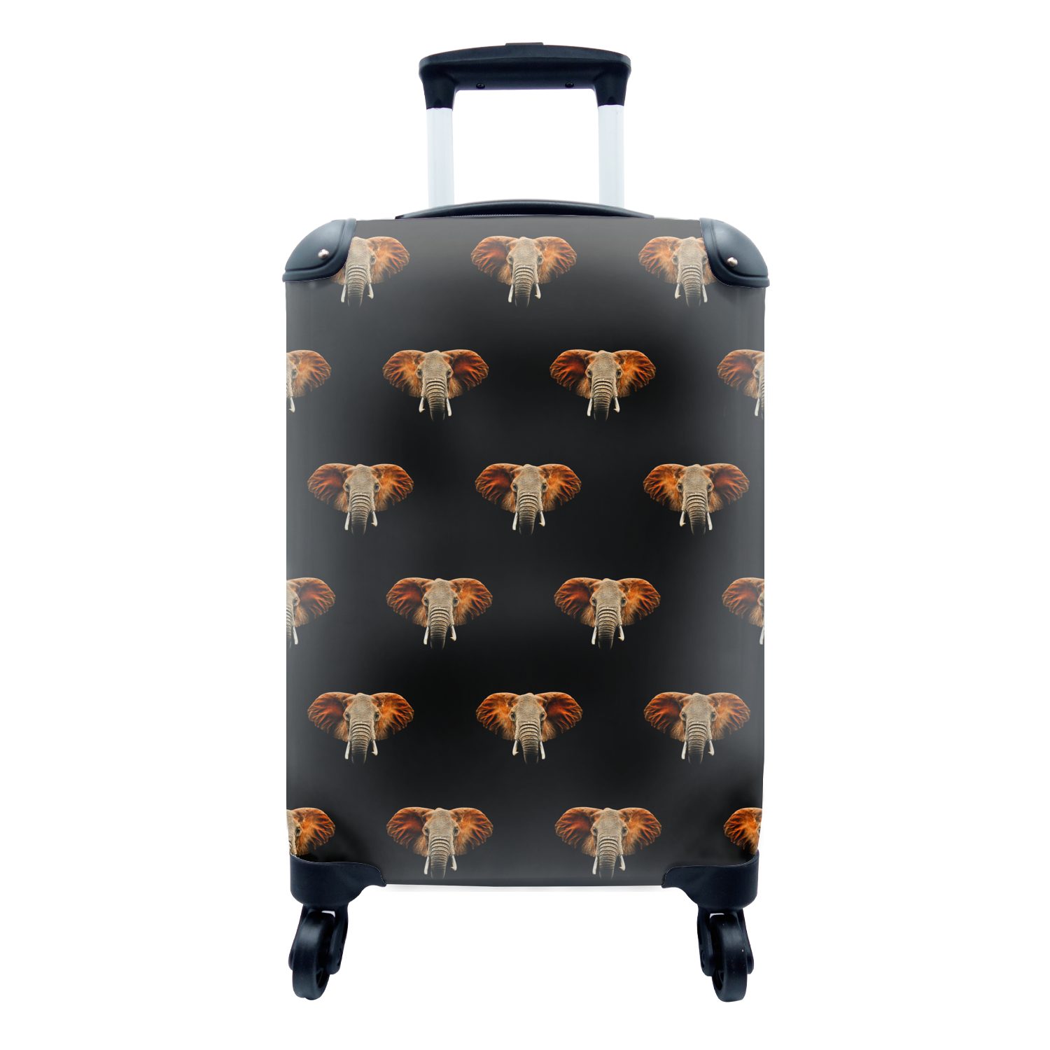 MuchoWow Handgepäckkoffer Elefant - Muster - Orange, 4 Rollen, Reisetasche mit rollen, Handgepäck für Ferien, Trolley, Reisekoffer