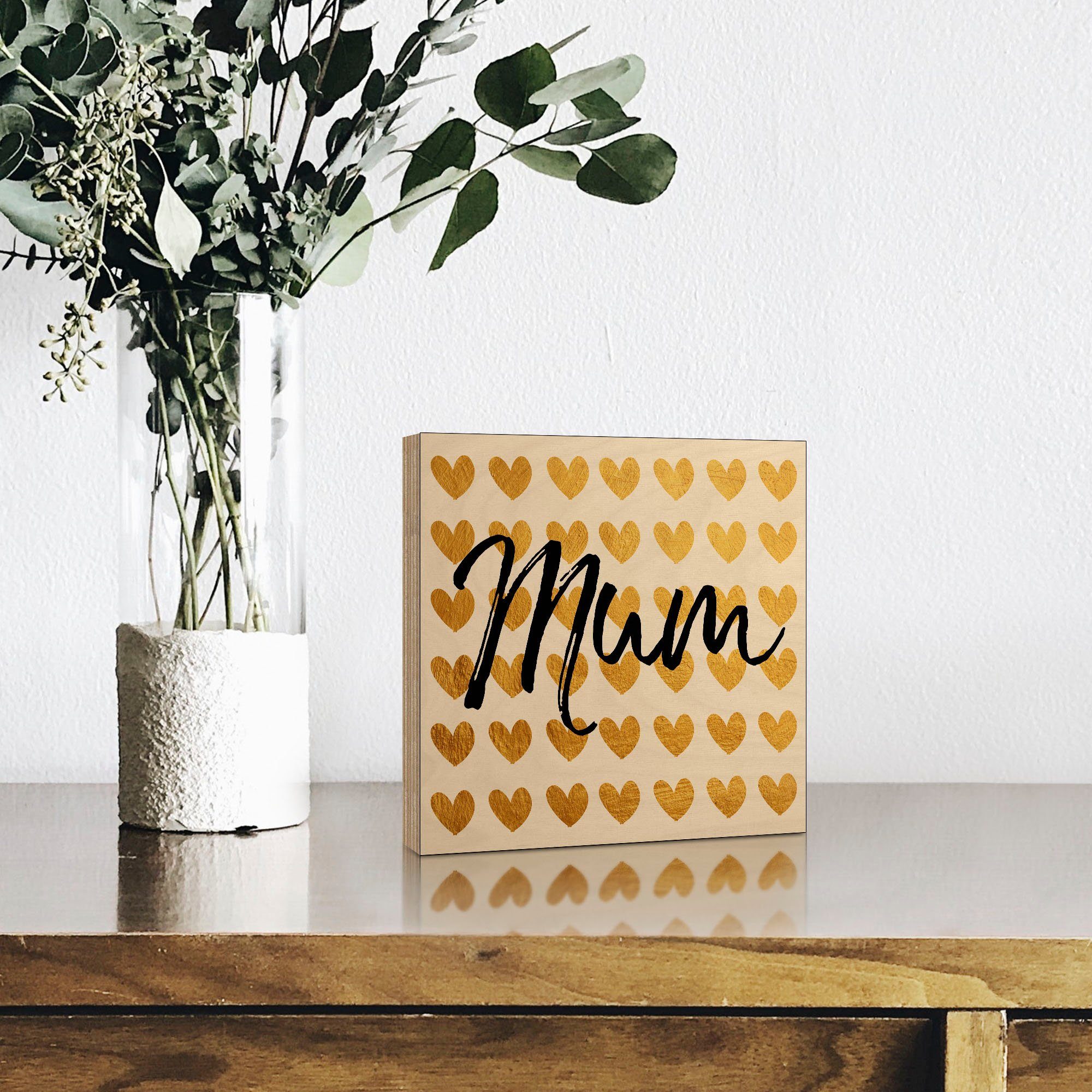 Mama, (1 St) Goldene natur Artland Holzbild für Texte & Herzen Sprüche