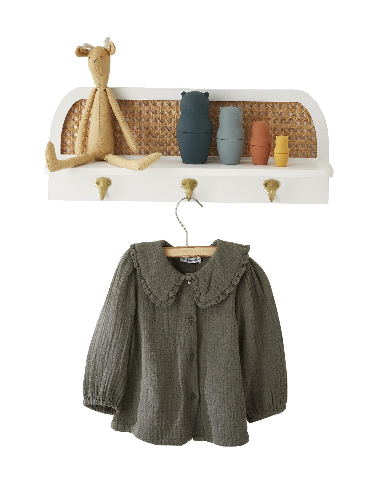 vertbaudet Wandgarderobe Wandgarderobe mit Rattan POESIE, Kinderzimmer günstig online kaufen