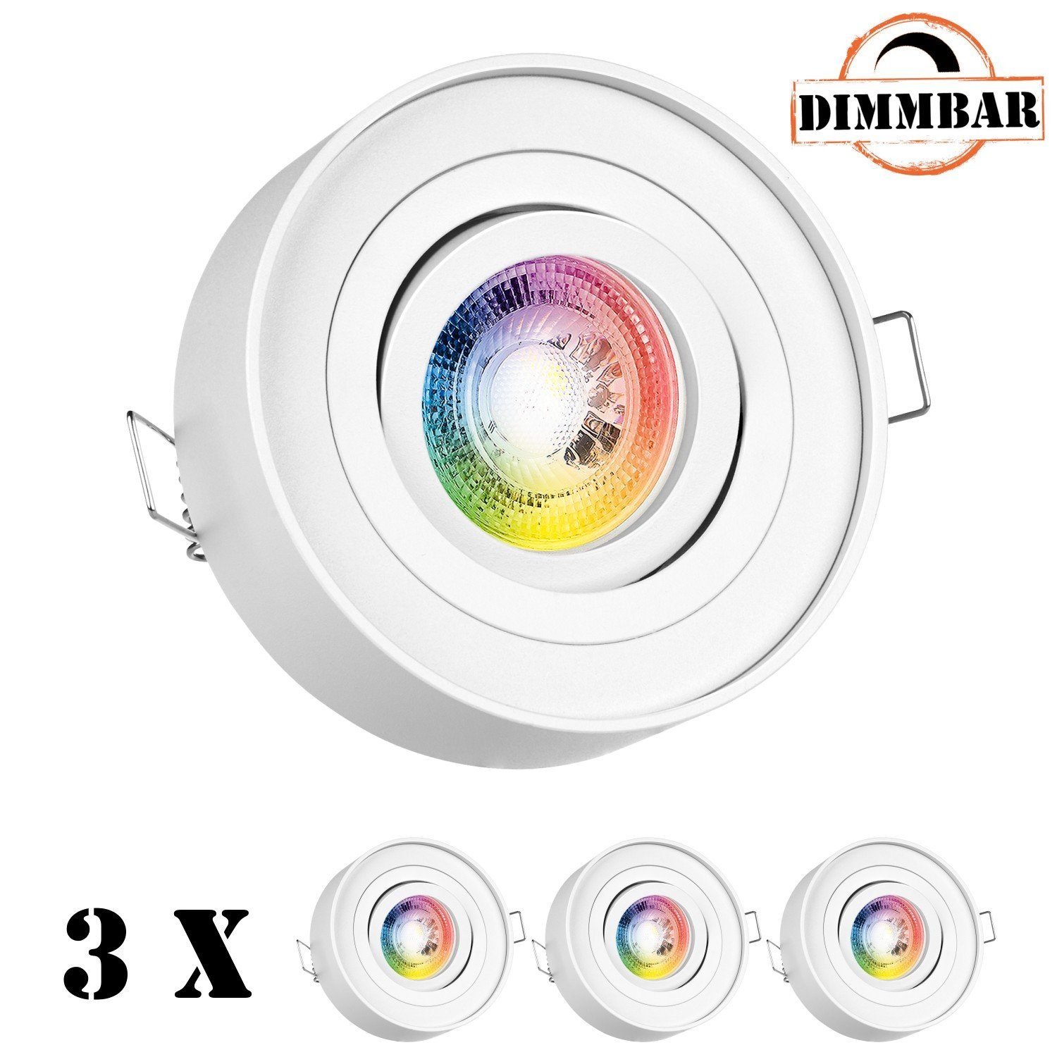 LEDANDO LED Einbaustrahler 3er RGB LED Einbaustrahler Set GU10 in weiß mit 3W LED von LEDANDO - 1