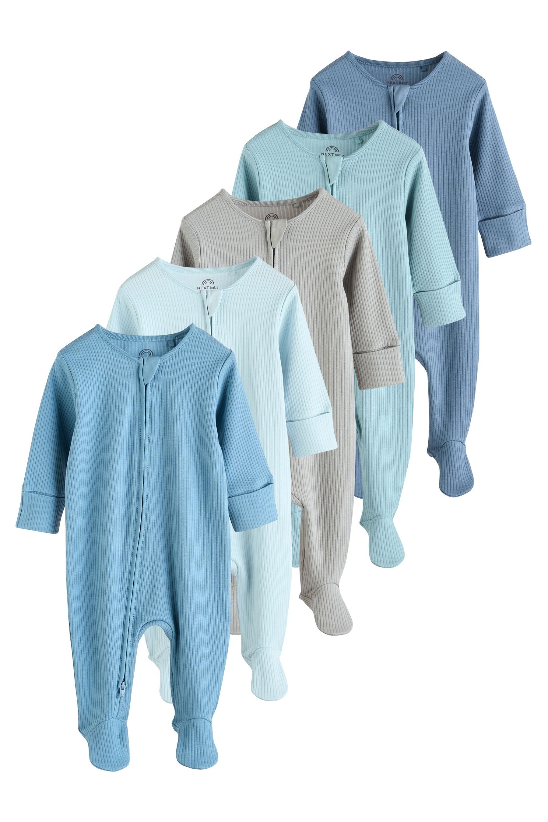 Next Schlafoverall 3er-Pack Babystrampler 2-Wege-RV, 5er-Pack (5-tlg)