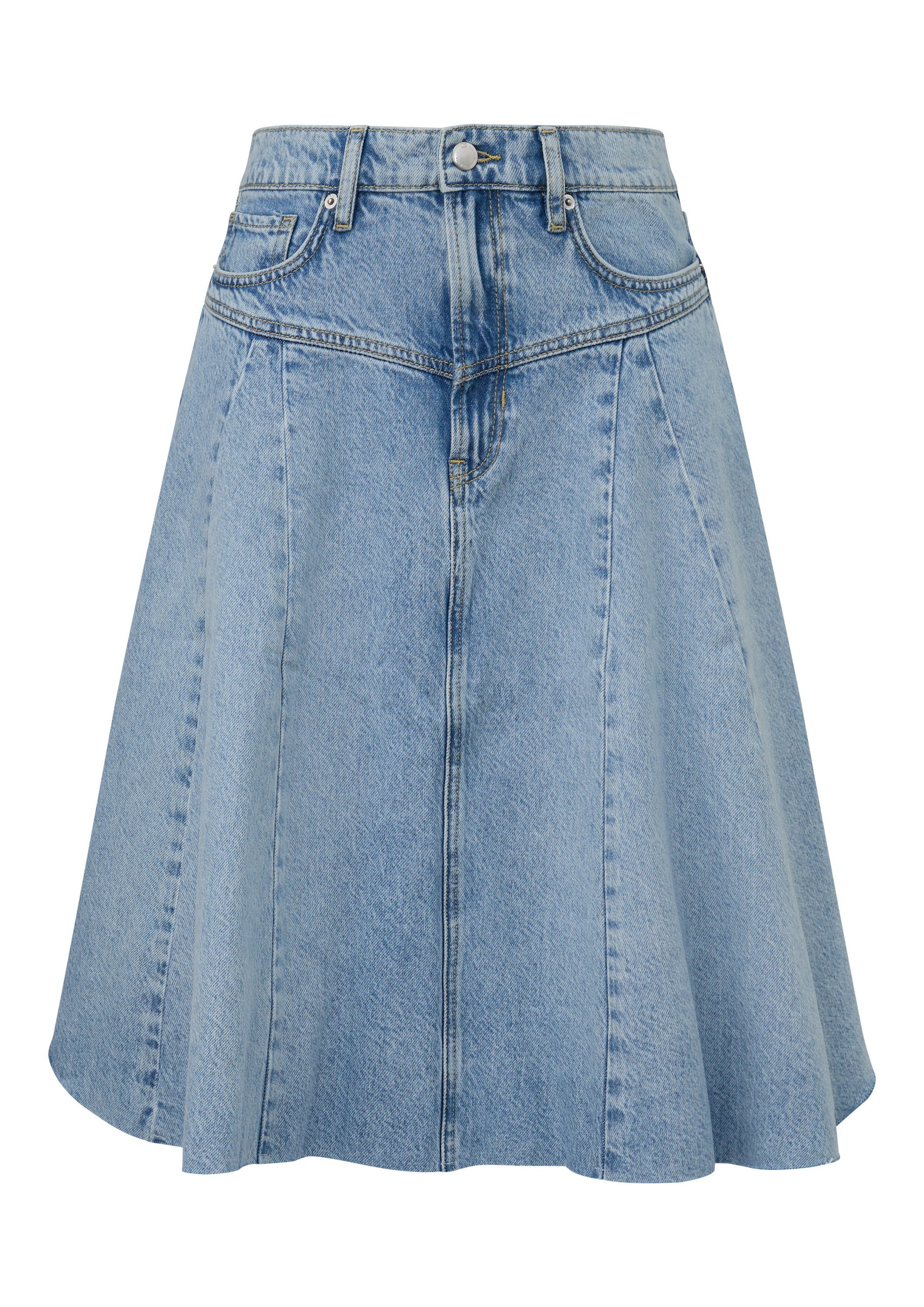QS Minirock Rock Ausgestellter Denimrock günstig online kaufen