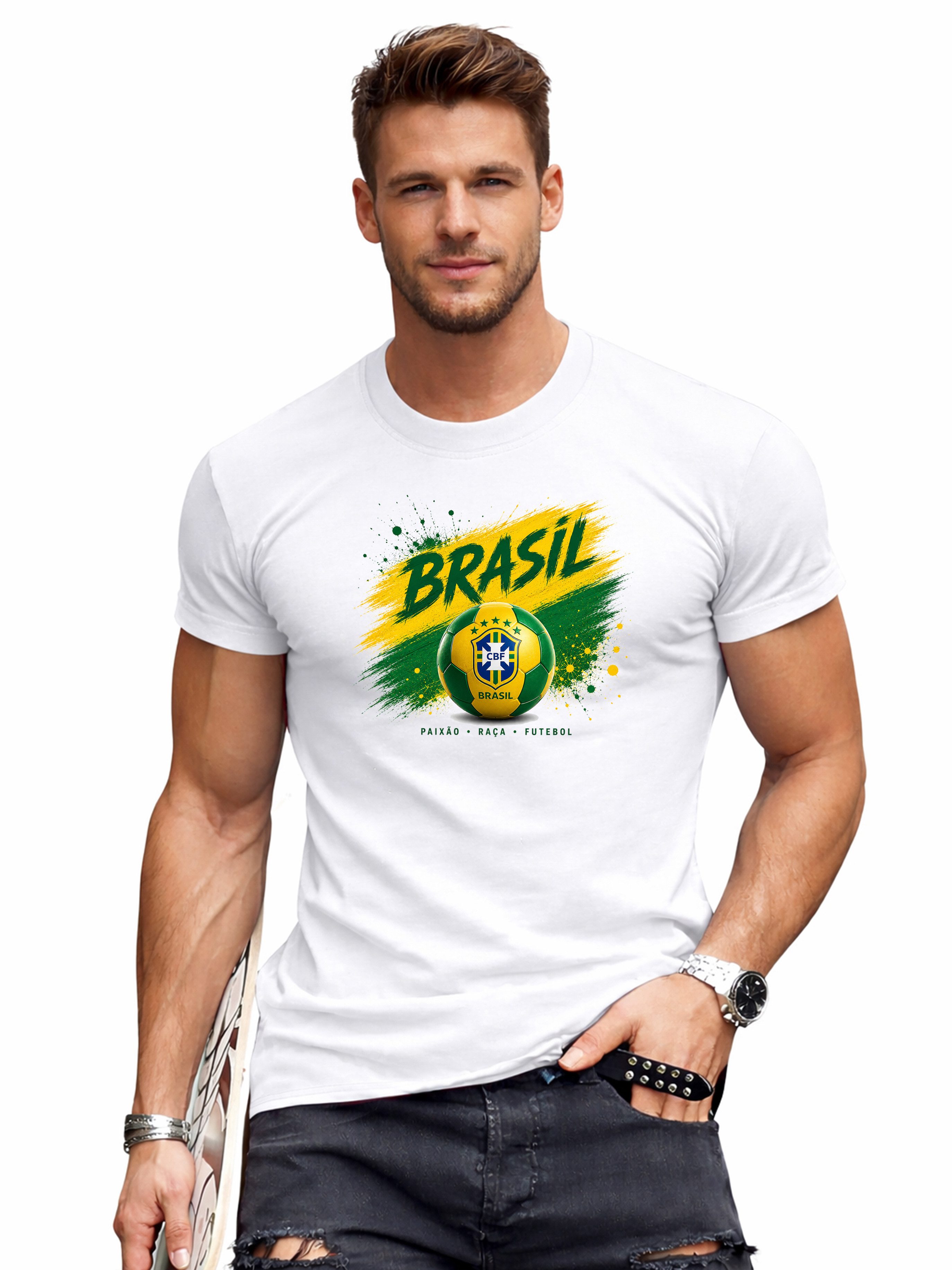 RMK T-Shirt Herren Shirt Fußball WM Brasil 100% Baumwolle