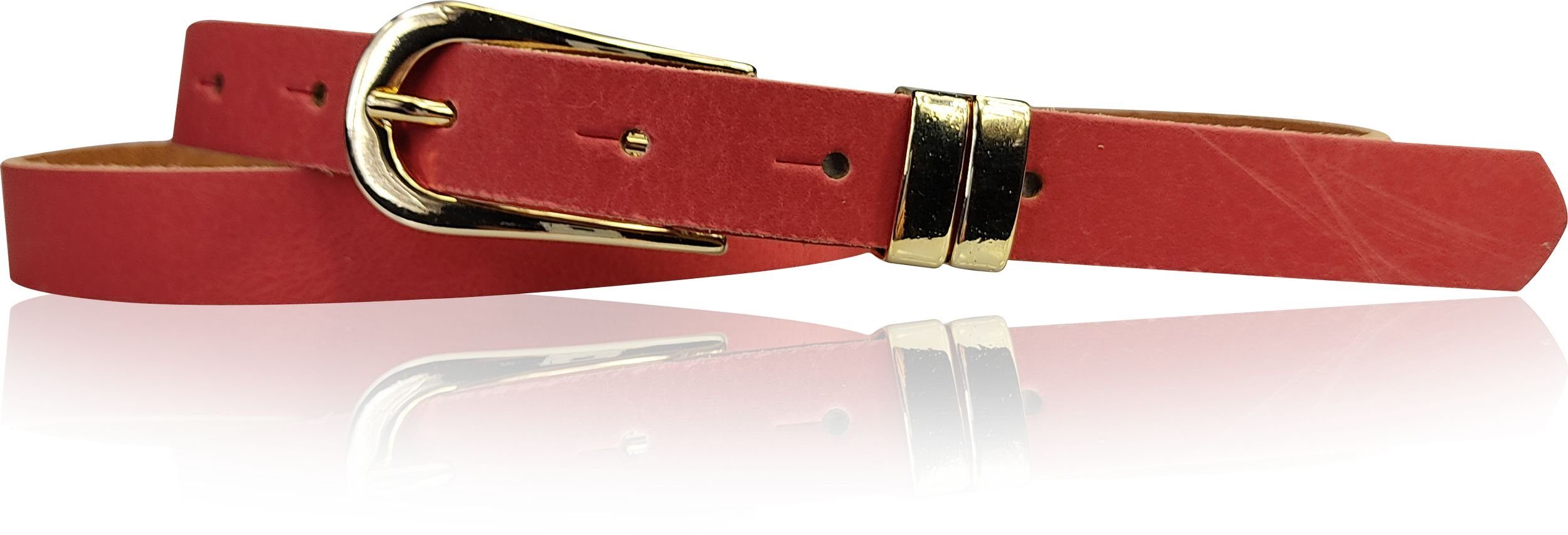 FRONHOFER Taillengürtel 18382 Schmaler Damengürtel 1,6 cm, goldene Schnalle & Metallschlaufen Rot