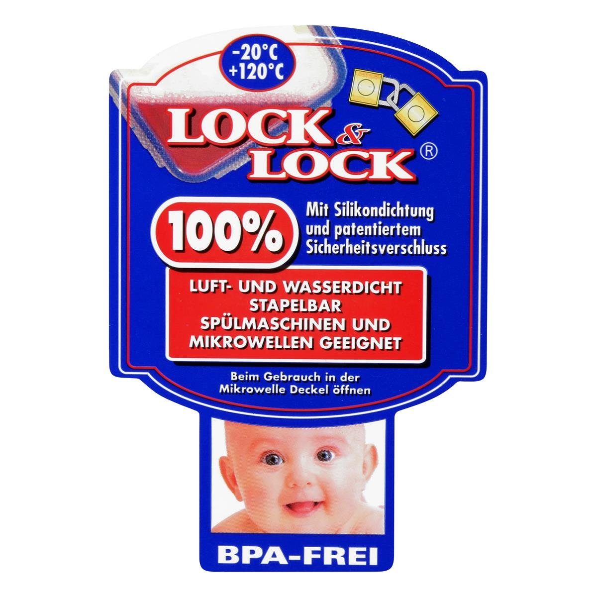 LOCK & LOCK Vorratsdose 1,9L rechteckig, Kunststoff - und - Wasserdicht HPL818 Lock&Lock Vorratsdose Luft