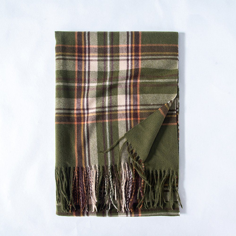 in mit Halstuch Poncho XDeer Damen Wollschal Damen Qualität verschiedenen green01 Fransen, Schal,kuschelweich Schal Geschenk Farben Frauen Karo,Winter für