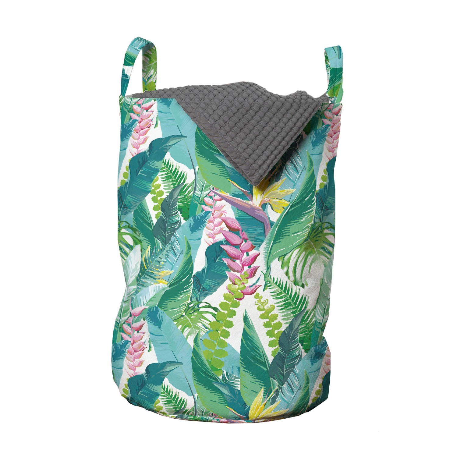 Wäschekorb Abakuhaus Hawaii Waschsalons, Griffen Aquarell Wäschesäckchen Kordelzugverschluss für mit Exotische Dschungel