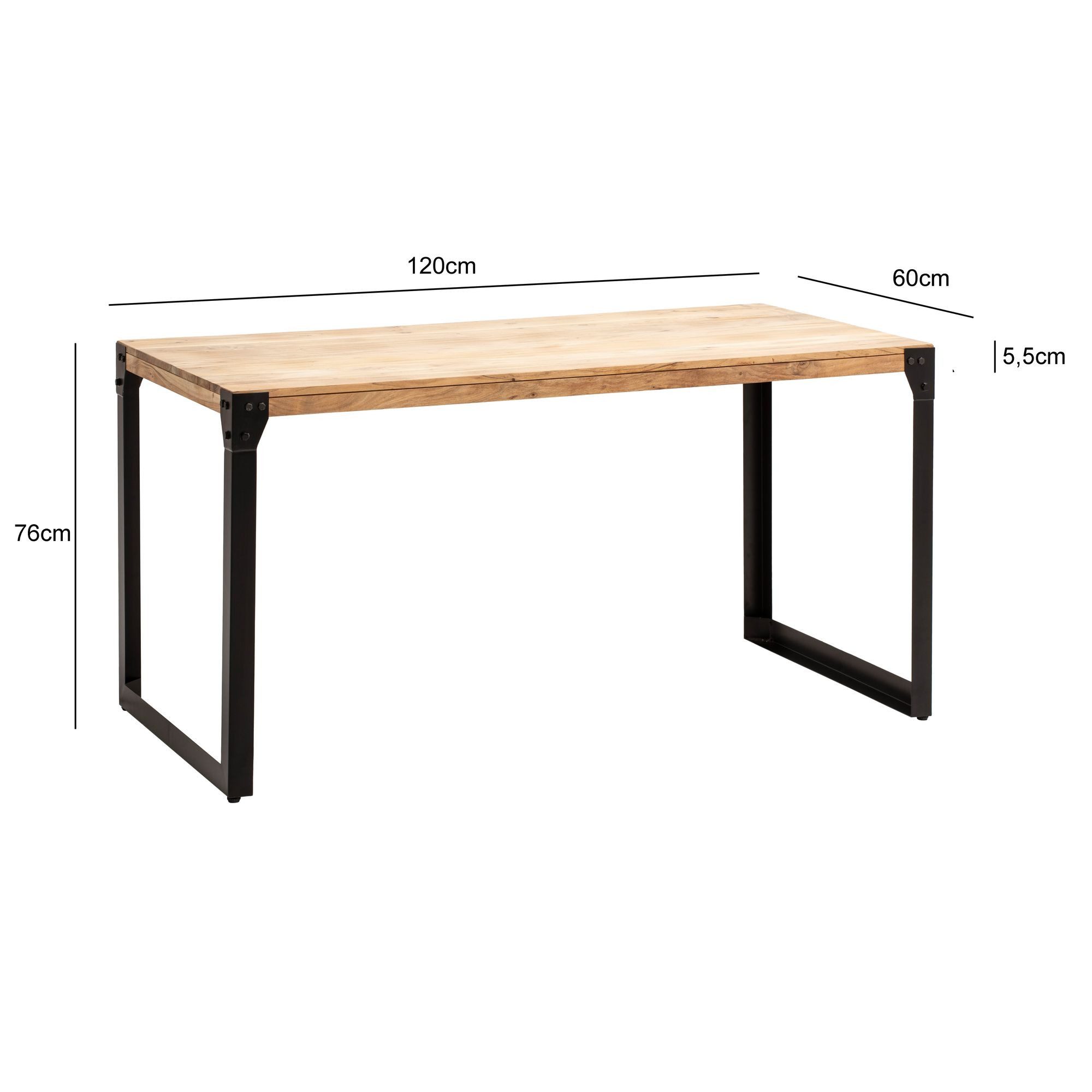 FINEBUY Esstisch FB105165 Akazie Esszimmertisch 120cm Massivholz Küchentisch Industrial (Holztisch Esszimmer Modern, Esszimmertisch Klein), Akazie Massivholz Rechteckig, 120x60x76 cm, Modern
