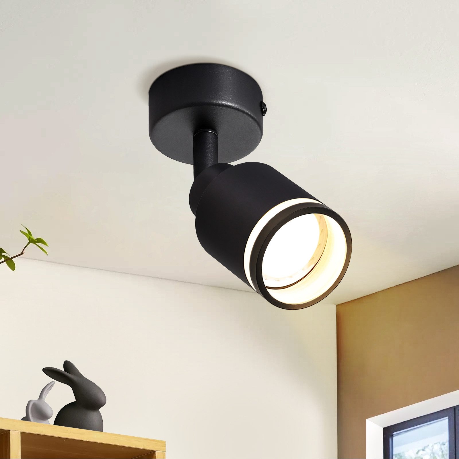 Nettlife Deckenspots Schwarz 1/2/3/4 Flammig GU10 Schwenkbar Innen Metall Deckenstrahler, Schwenkbar 355°, ohne Leuchtmittel, für Flur Wohnzimmer Küche Schlafzimmer