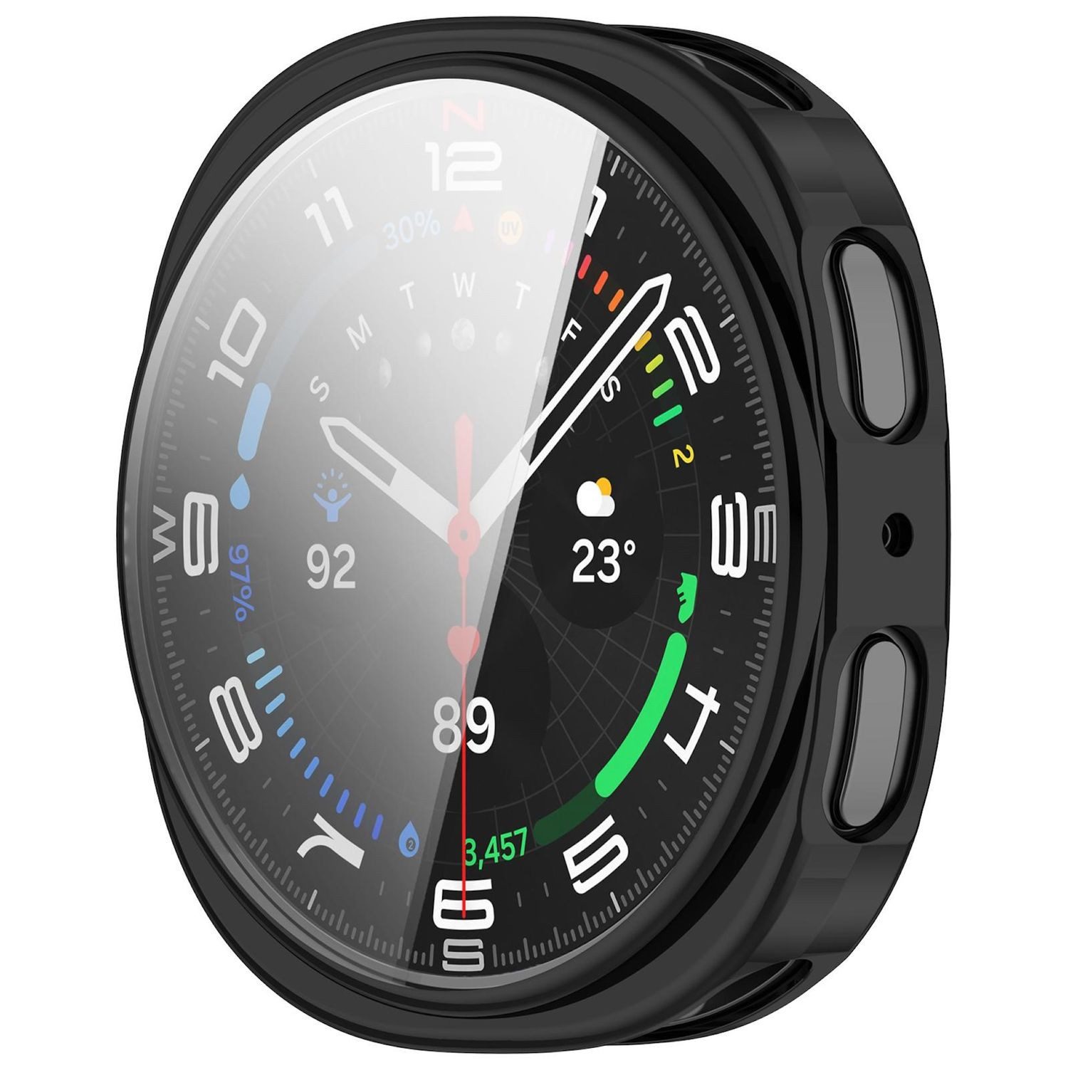 Wigento Smartwatch-Hülle TPU für Samsung Galaxy Watch 9 8 44mm Electroplated Full Cover Schwarz, Full TPU Schutzhülle, nahtlose Passform