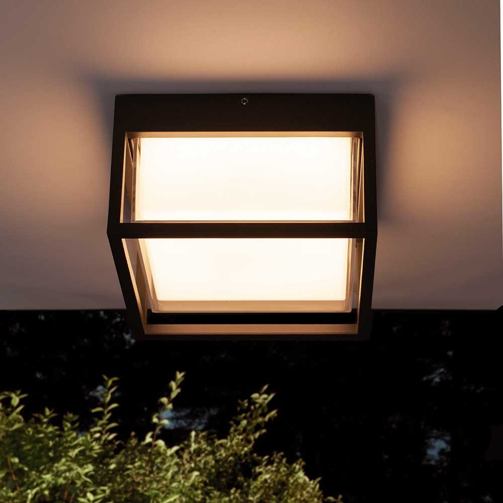 Mantra Außen-Wandleuchte Außen-LED-Deckenleuchte quadratische Chamonix Dunkelgrau