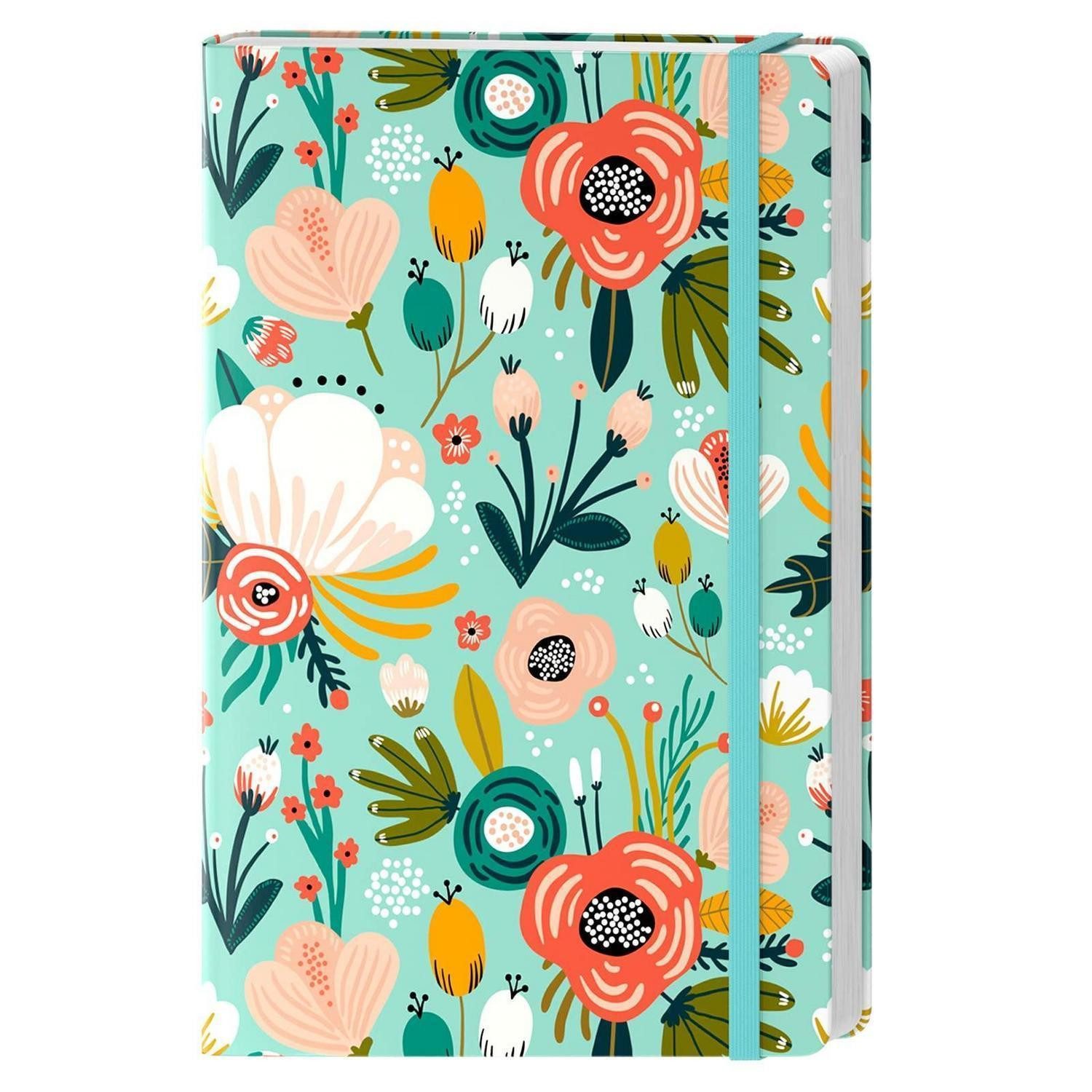 LuxusKollektion Tagebuch Tagebuch A5 Liniert Blumen Hardcover Gruen