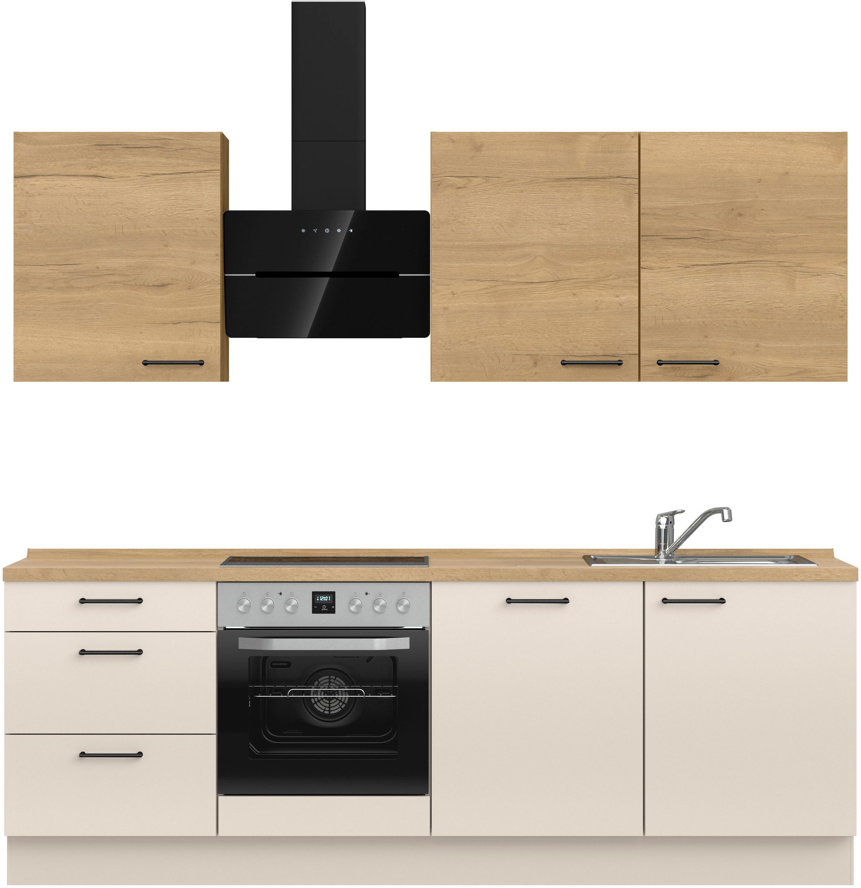 nobilia® Küchenzeile "MIAMI", NEU: individuell anpassbar mit gratis Profi-Beratung, vormontiert, Breite 240 cm, Ausrichtung wählbar, wahlw. mit E-Geräten