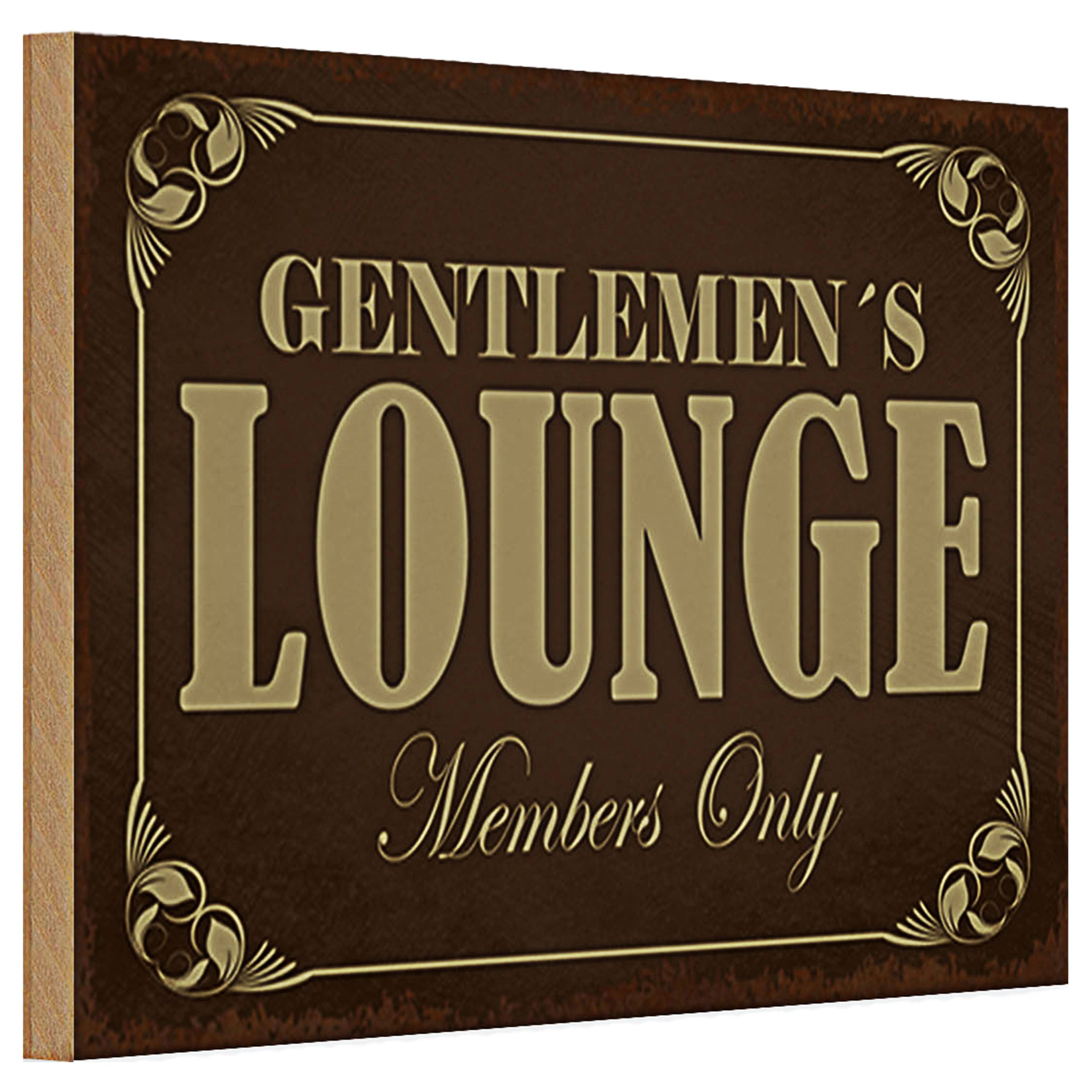 Roomando Holzbild Holzschild Spruch 30x20cm Gentelmen´s Lounge Members