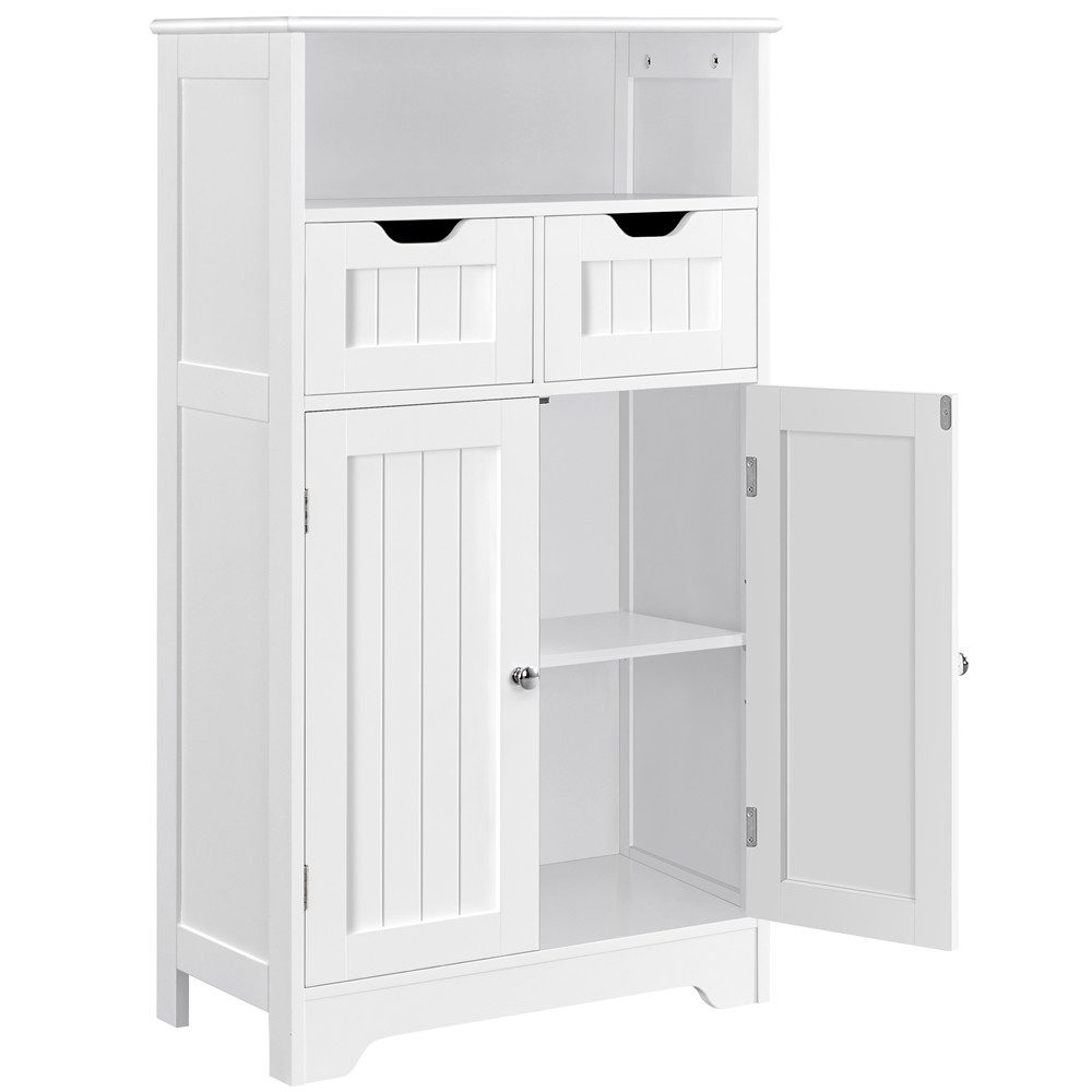 Yaheetech Badkommode Badezimmerschrank mit Schubladen & 1 Verstellbarem Einlegeboden, Badkommode Badmöbel Bodenschrank für Badezimmer/Wohnzimmer/Flur