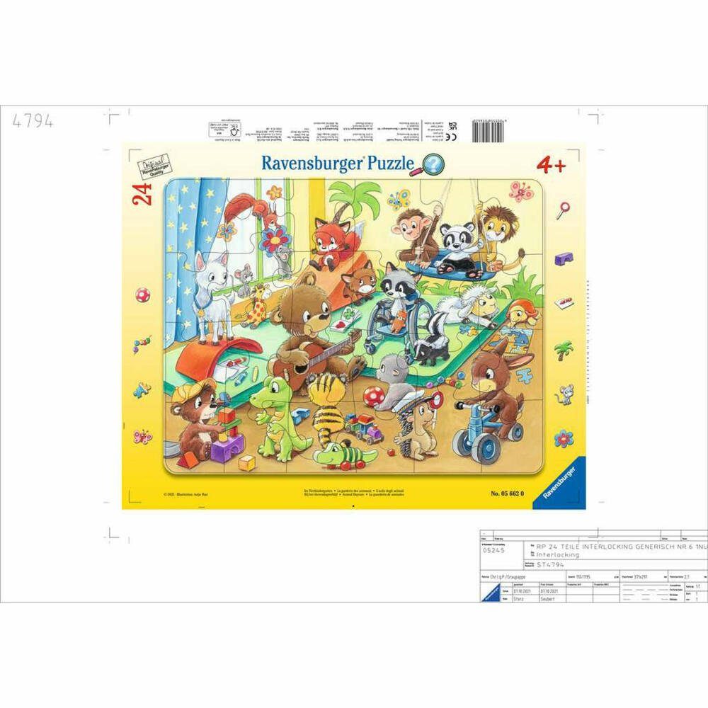 Ravensburger Rahmenpuzzle Im Tierkindergarten 24 Teile, 24 Пазлыteile