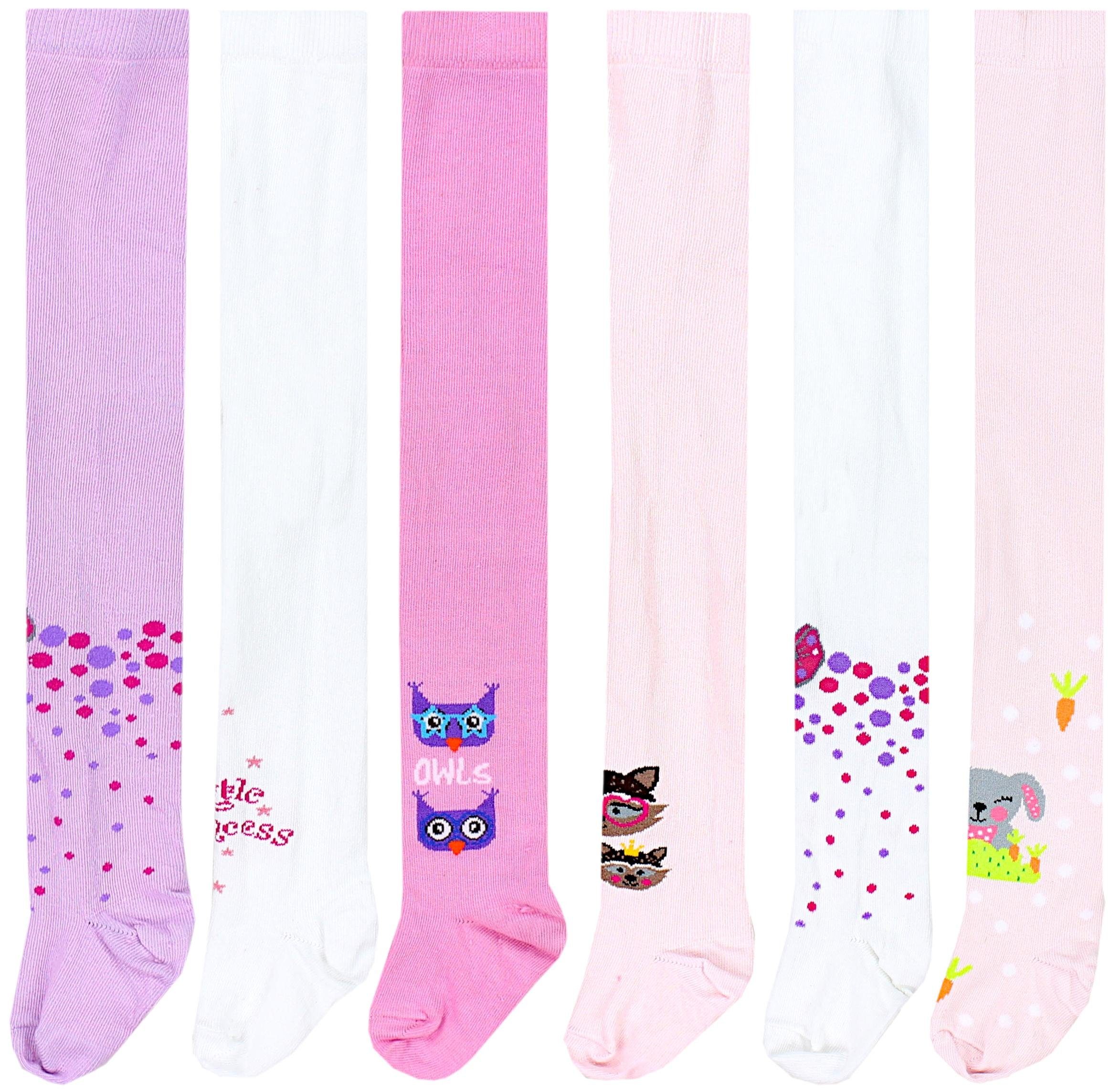 TupTam Strickstrumpfhose TupTam Mädchen Strickstrumpfhosen Bunt Gemustert 6er Pack 6er Pack Hase Rosa Eule Pink Schleifchen Weiß Lila Prinzessin Weiß Waschbär