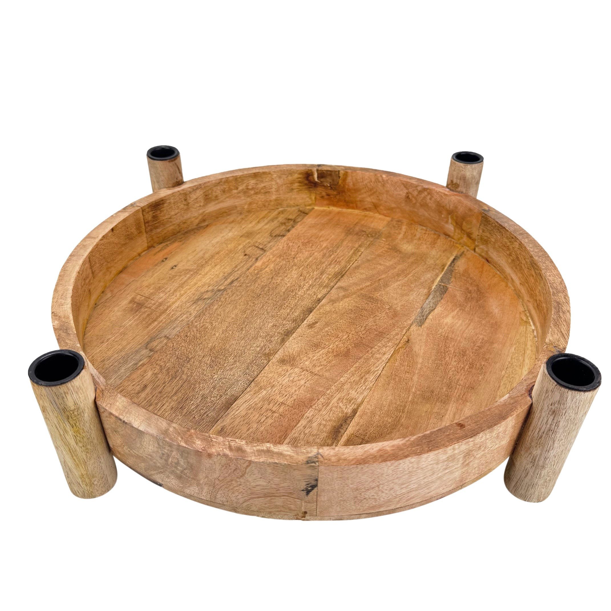 Online-Fuchs Adventskranz aus Mangoholz für Stabkerzen mit schwarzen Kerzen günstig online kaufen