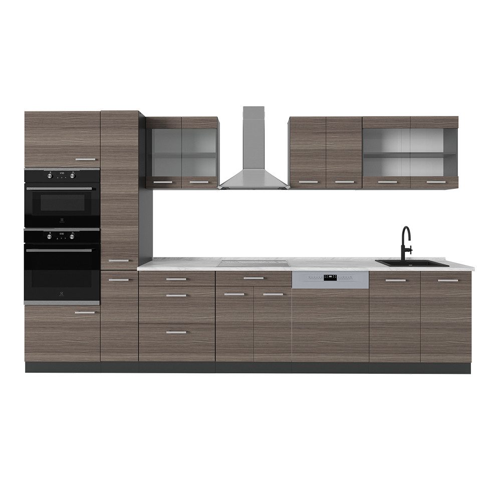 Vicco Küchenzeile R-Line, Edelgrau/Anthrazit, 350 cm, günstig online kaufen