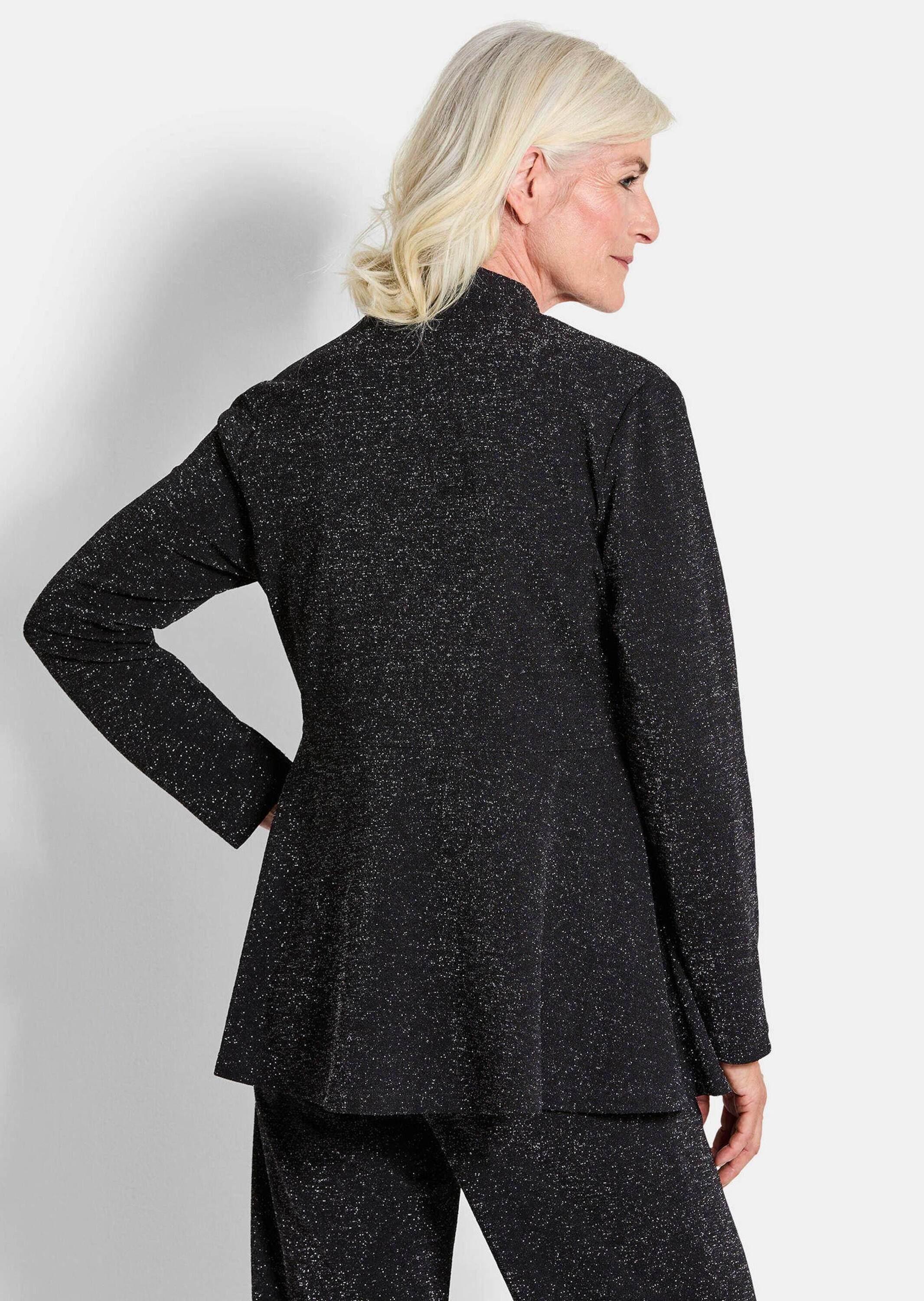 GOLDNER Jerseyblazer Glänzender Festblazer mit Schalkragen Eventjacke mit Glanz-Effekt und Langarm