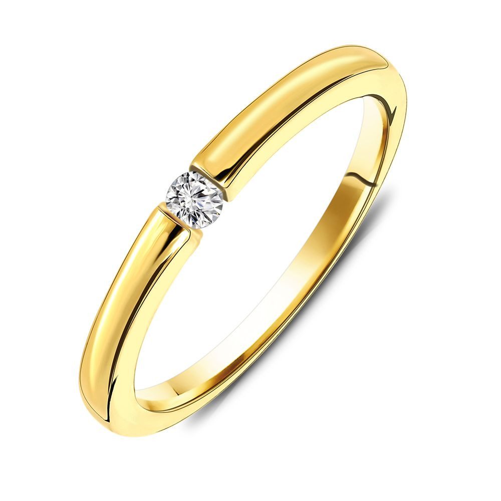 Miore Solitärring MU4006R - für Damen aus 14K (585) Gelbgold mit Diamant 0,05 ct (inkl. Schmuckbox), Breite 2,4 x Höhe 2 mm
