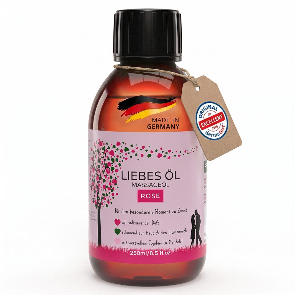 MakeLove Massageöl Sinnliches Liebesöl Pflegeöl für Partnermassagen & Ganzkörper-Massagen 250ml, Rose
