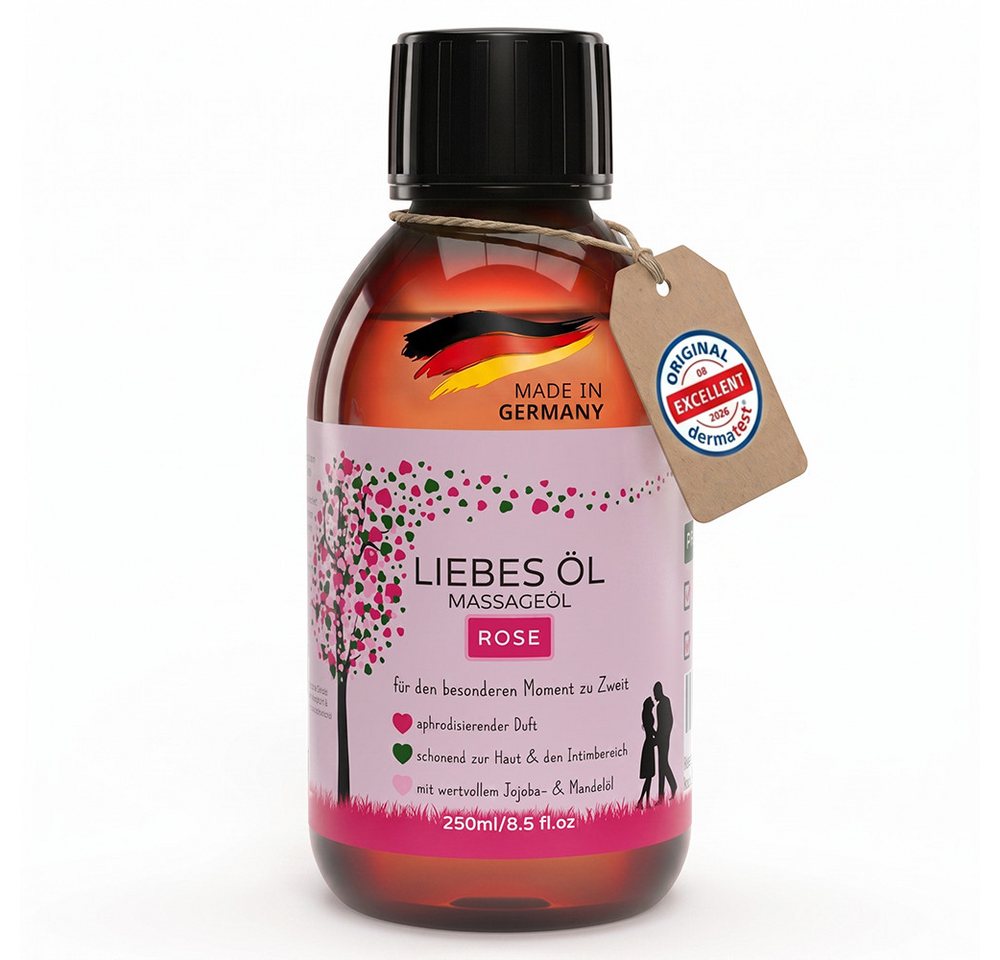 MakeLove Massageöl Sinnliches Liebesöl Pflegeöl für Partnermassagen & Ganzkörper-Massagen 250ml, Rose