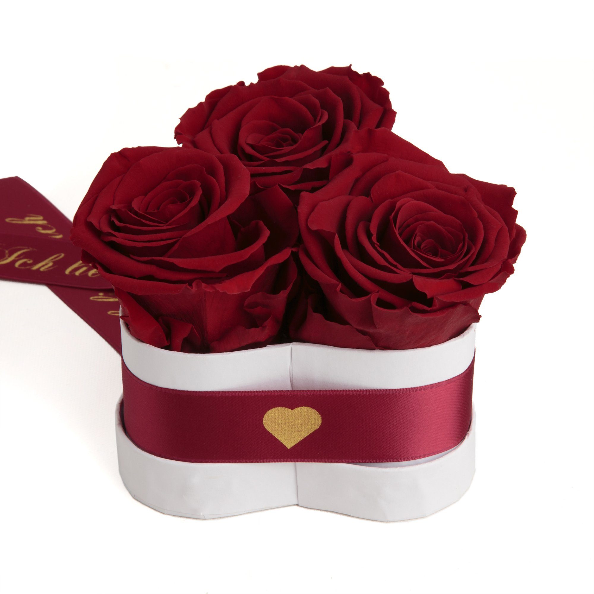 Valentinstag Rosenbox Liebesbeweis Herz Rosen 10 Höhe Dich 3 Sie Rose, ROSEMARIE für Ich SCHULZ Geschenk burgundy infinity Heidelberg, cm, Kunstblume liebe