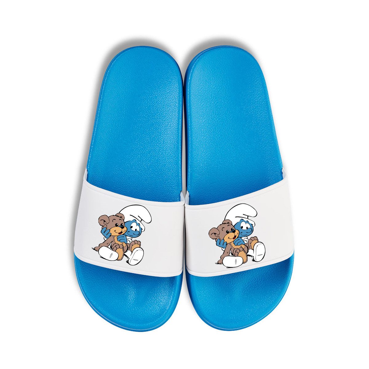 Youth Designz Baby Schlumpf Unisex Badelatschen Flip Flops Badeschuh mit lustigen Logo für Damen und Herren
