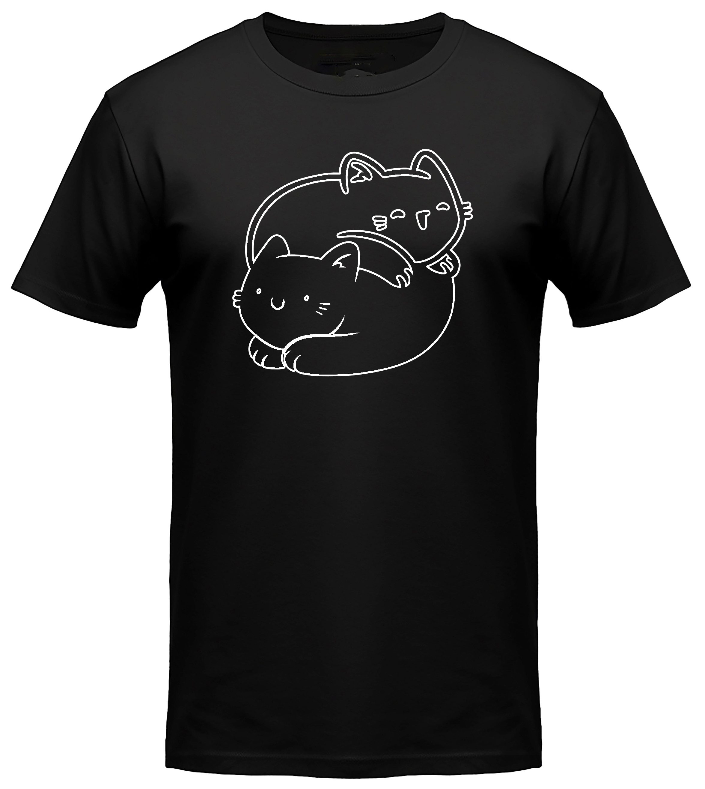 MyDesign24 T-Shirt Yin Yang Katzen print Shirt Katzen T-Shirt Regular Fit i112