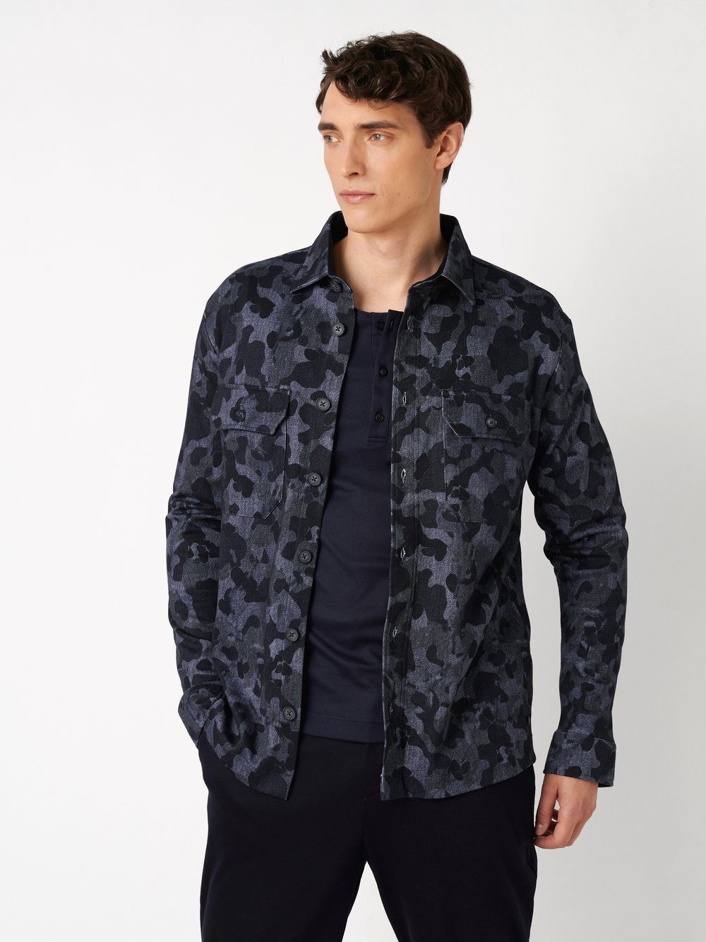DESOTO Langarmhemd Casual Overshirt Kent mit Kent Kragen