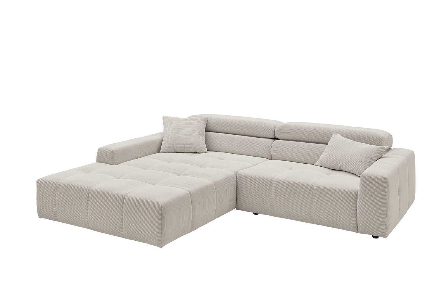 KAWOLA Ecksofa RENO, L-Form rechts oder links, mit oder ohne Sitzvorzug Feincord 258x217 cm