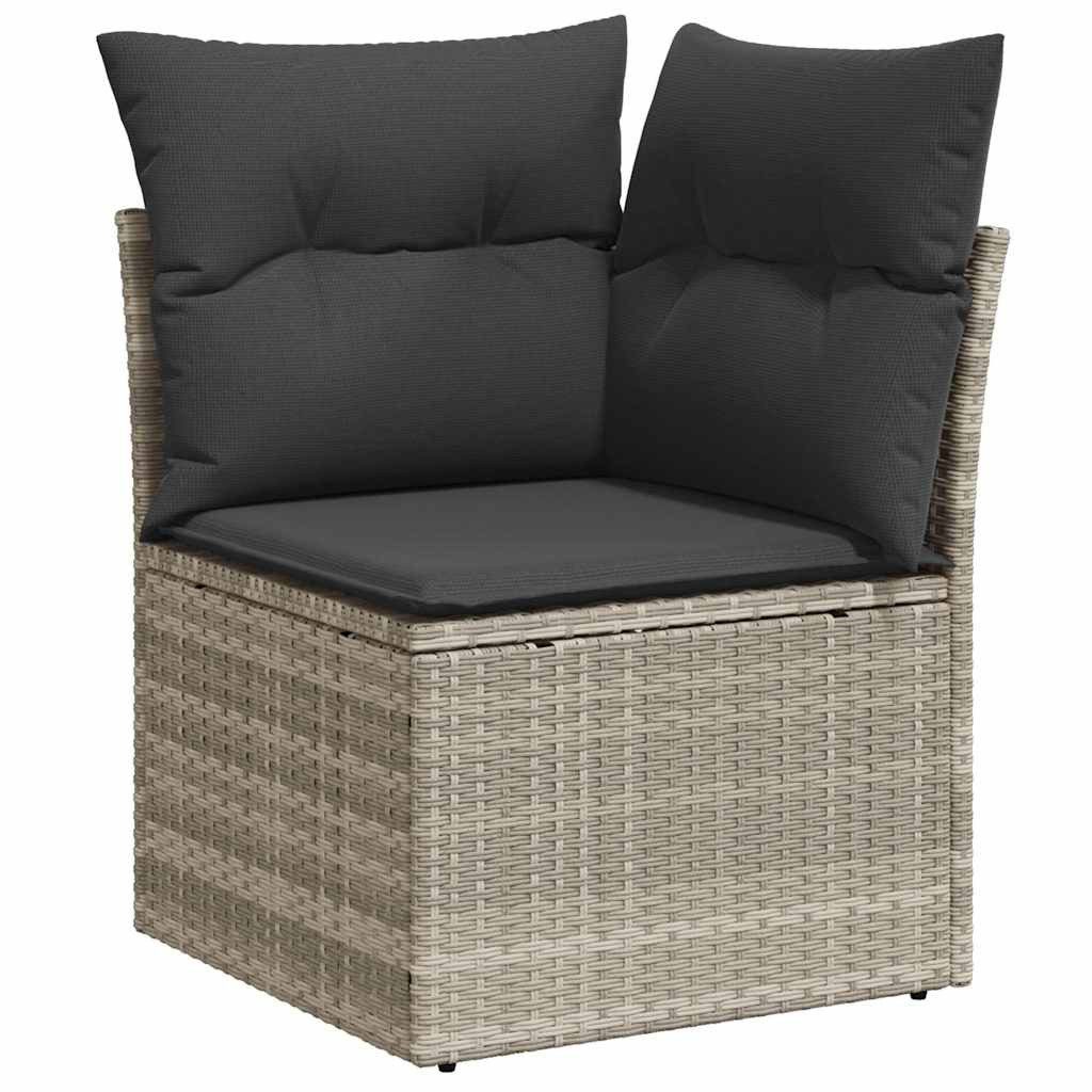 vidaXL Loungesofa Garten-Ecksofa mit Kissen Hellgrau Poly Rattan, 1 Teile