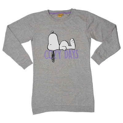 United Labels® Nachthemd The Peanuts Nachthemd für Damen Snoopy - Cozy Days Langarm Grau