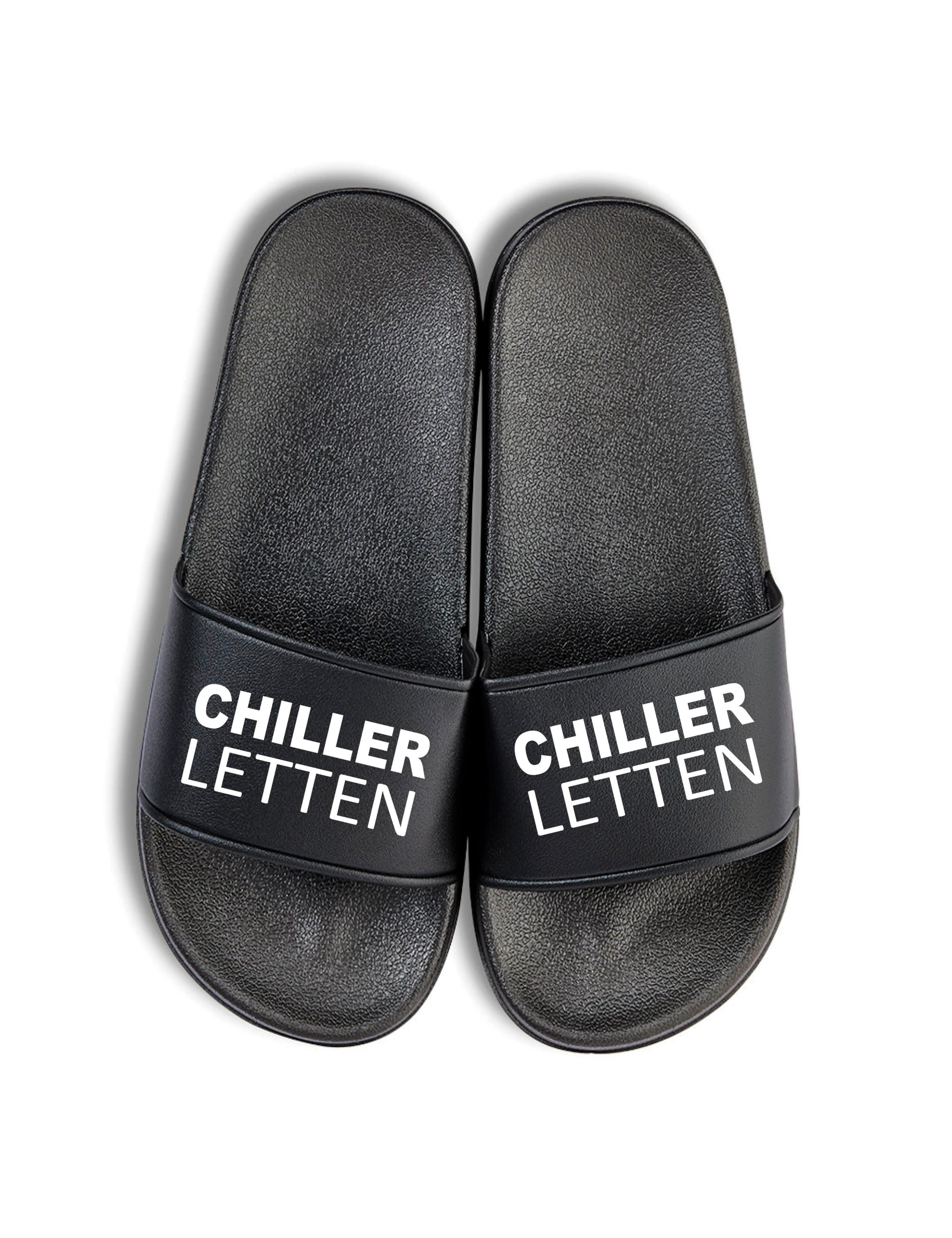 Youth Designz Herren Damen Badelatschen "Chiller Letten" Fun-Print lustig Geschenk Badeschuh mit witzigen Aufdruck für Männer und Frauen