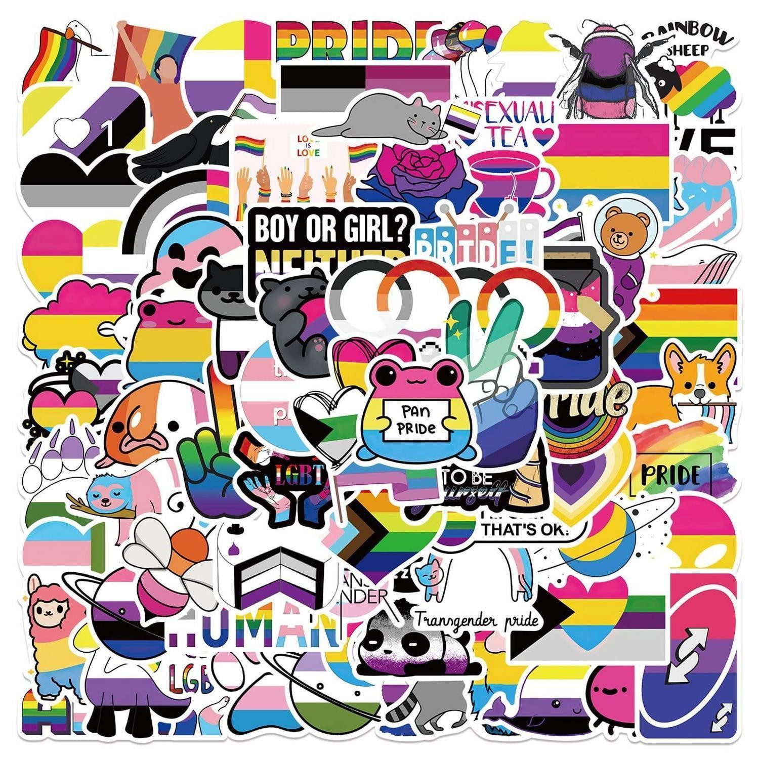 LuxusKollektion Aufkleber Regenbogen Aufkleber Set LGBT 100er Vinyl wasserdicht