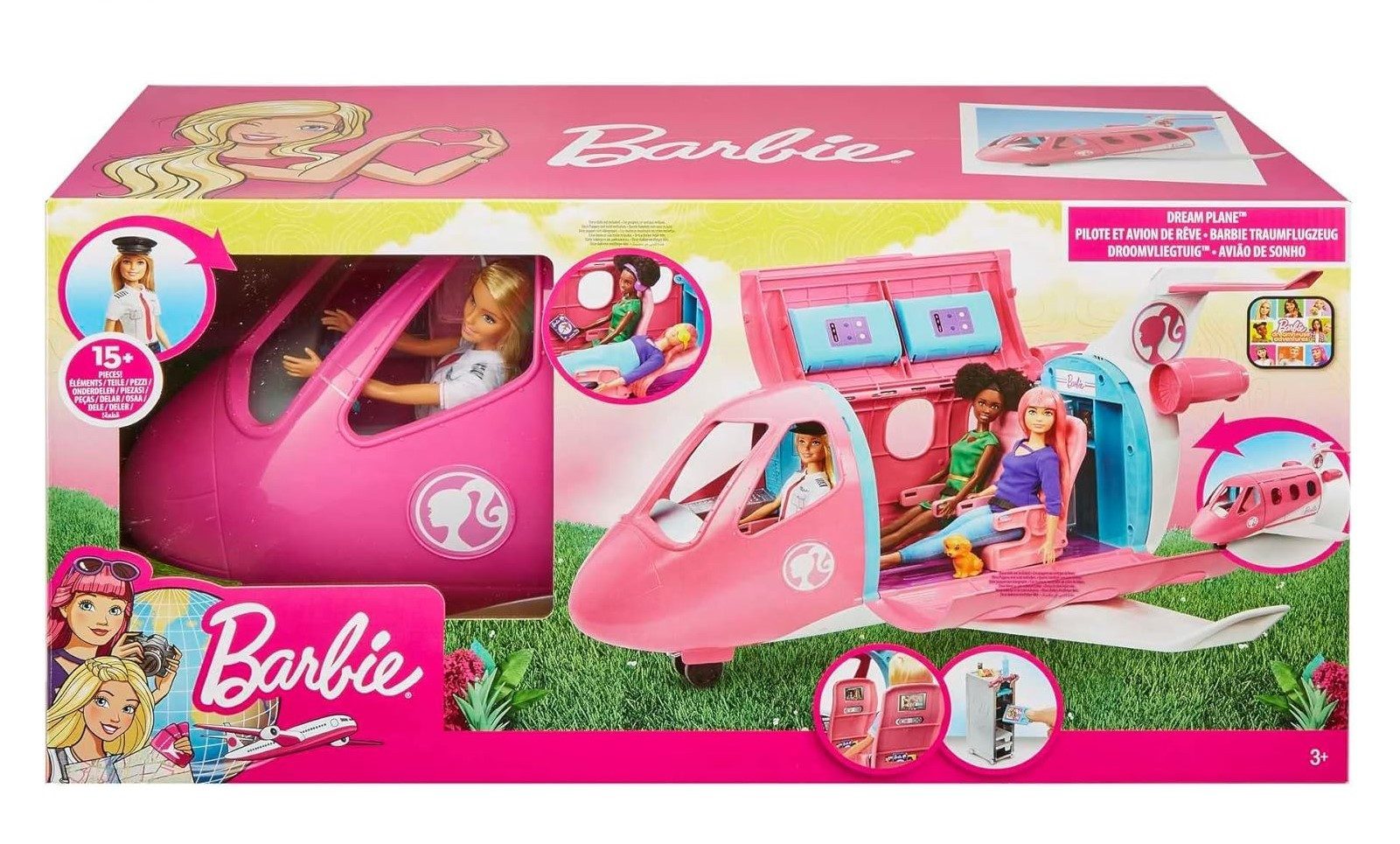 Barbie Spielzeug-Flugzeug mit Pilotin Barbie Puppe, mit beweglichen Räder, günstig online kaufen